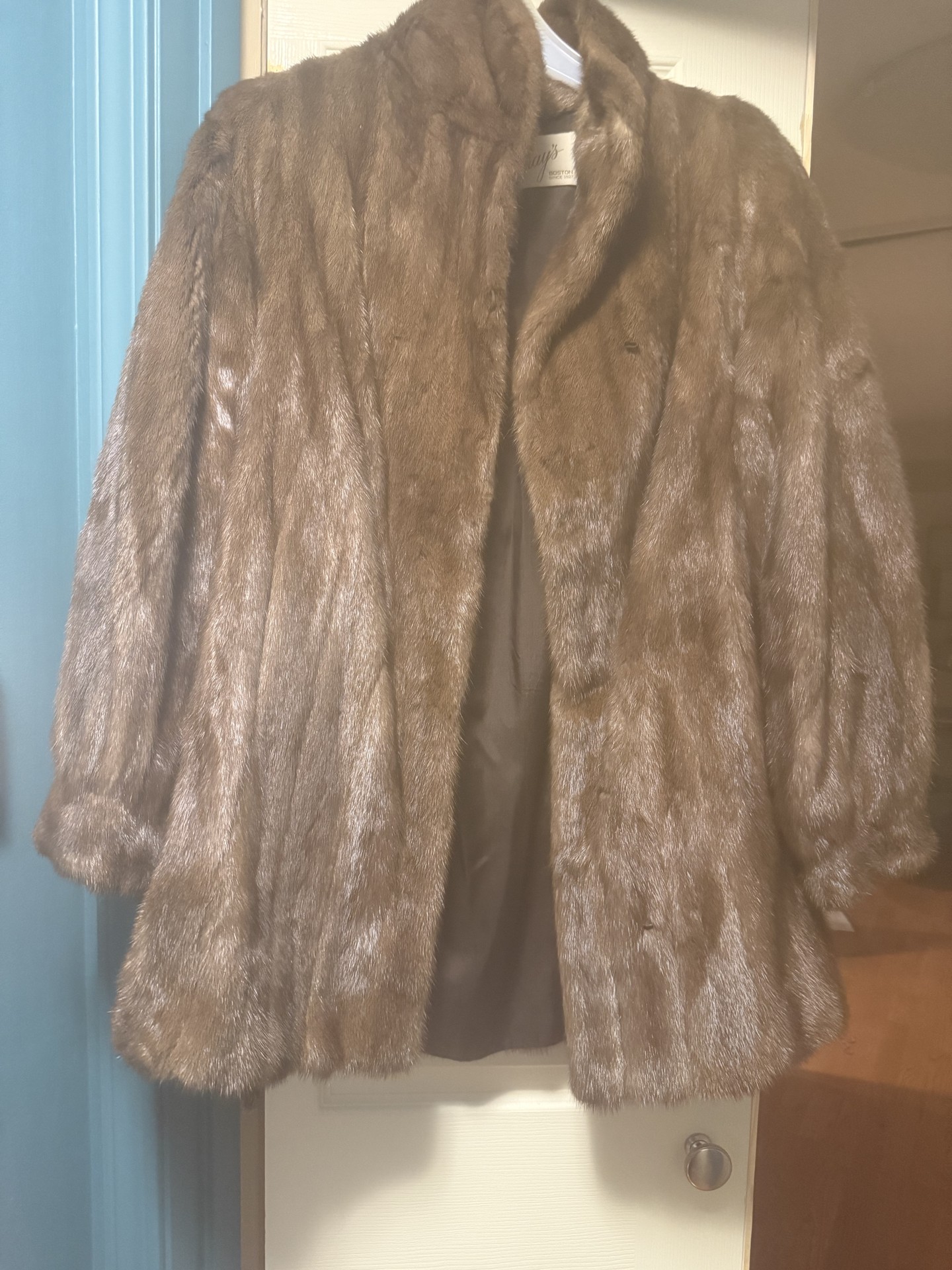 Brown Fur Coat with Murrays Label and 'Nancy' Embroidery - image 1 of 7