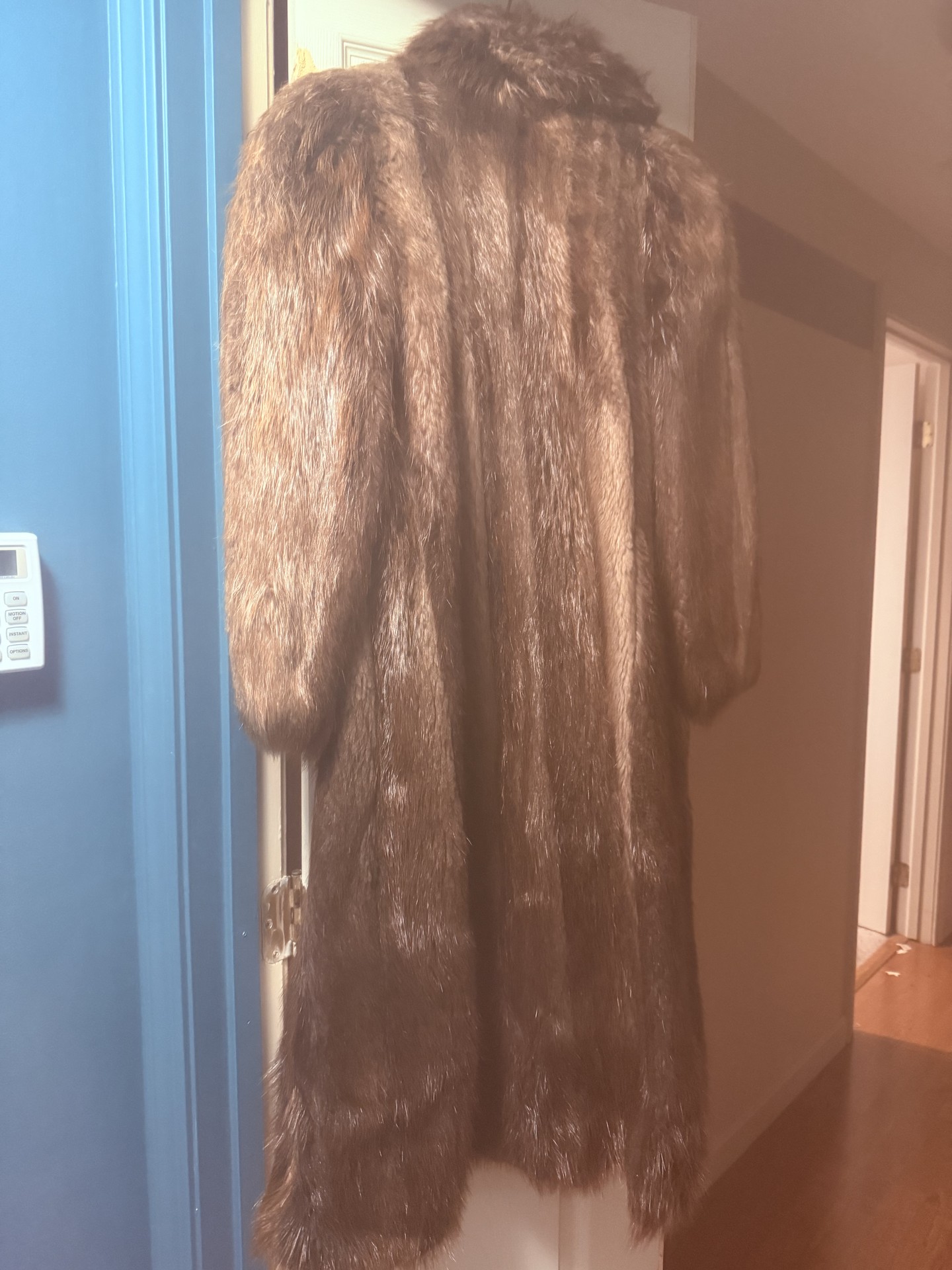 Long brown fur coat with monogrammed lining - image 6 of 7