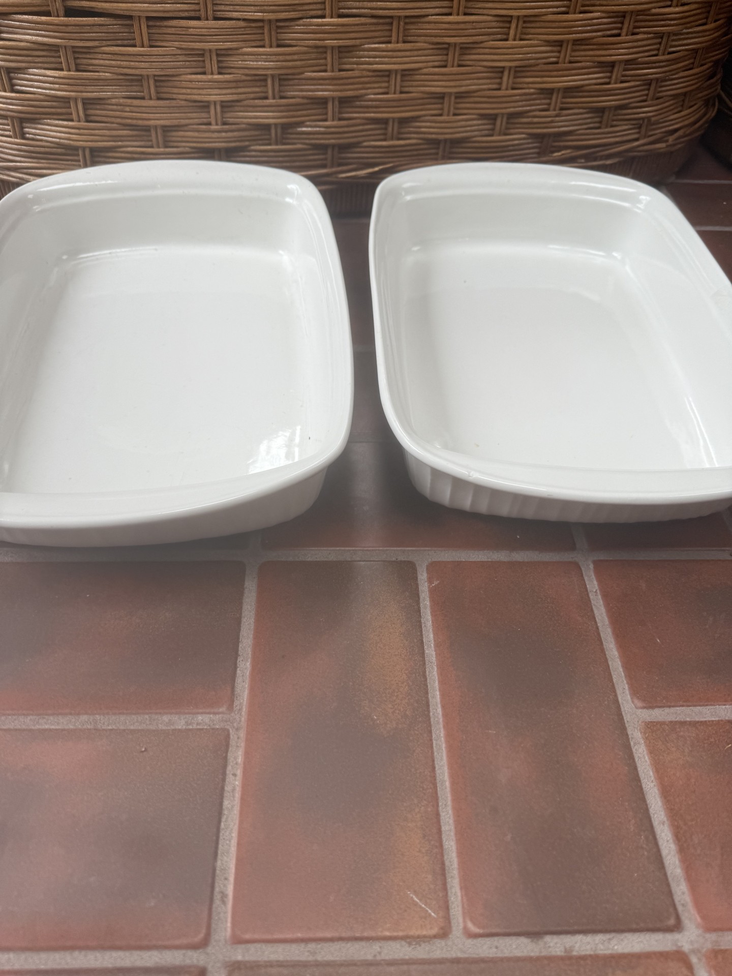 White rectangular ceramic bakeware (two dishes) - image 1 of 5