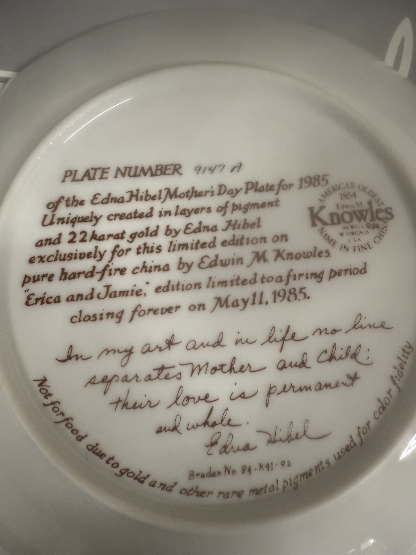Edna Hibel Mother's Day Plates Collection by Knowles - image 3 of 26