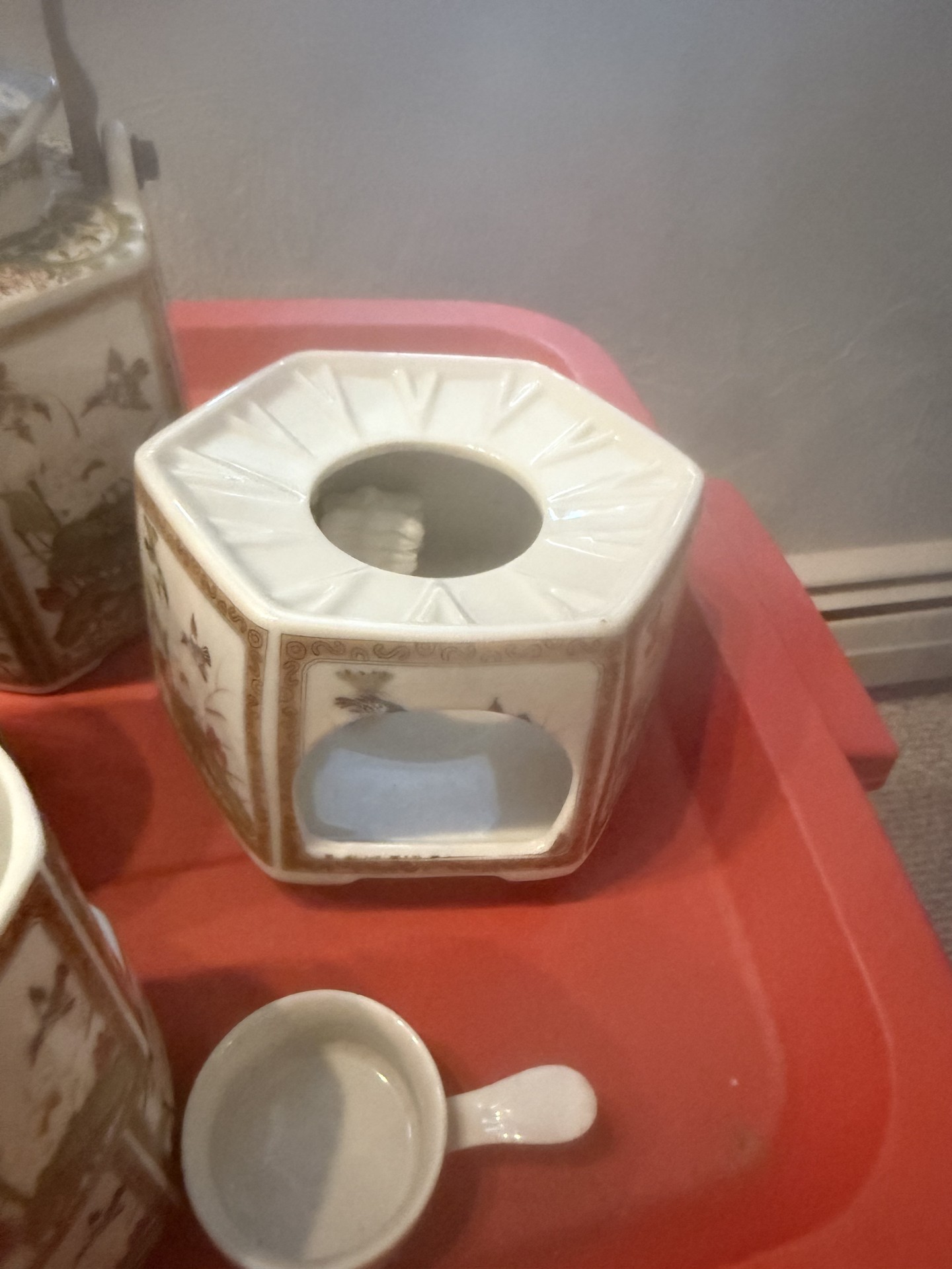 Japanese-style ceramic tea set with teapot, cups, and accessories - image 3 of 6