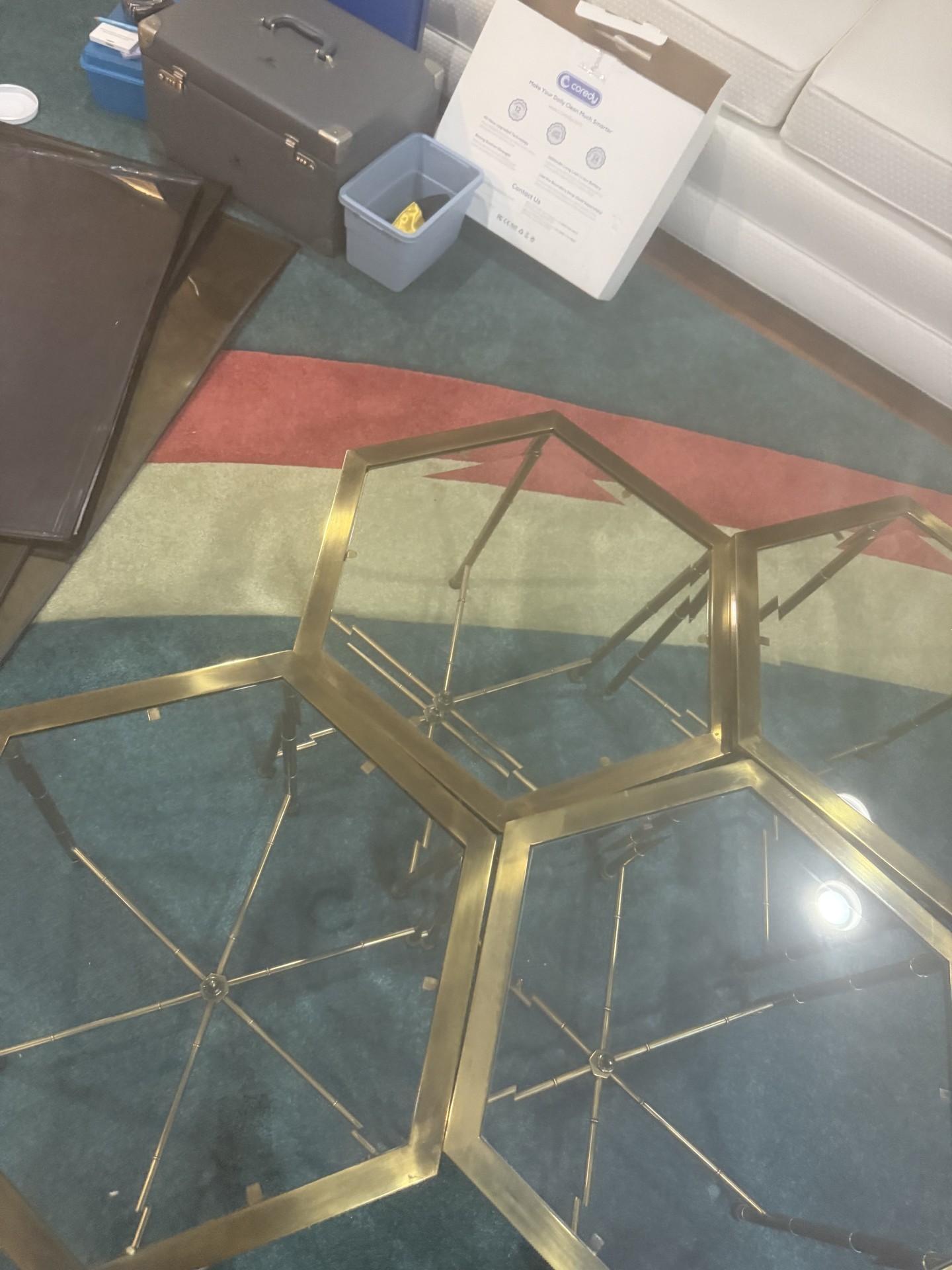 Set of Four Hexagonal Glass-Top Tables - image 1 of 5