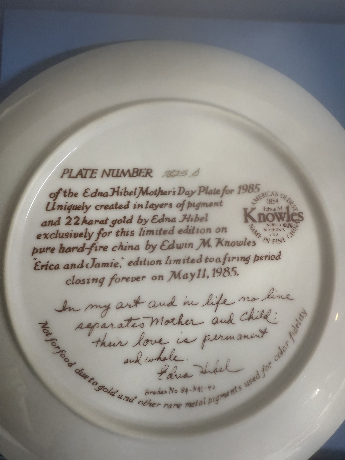 Edna Hibel Mother's Day Plate Collection (Limited Editions) - image 9 of 14