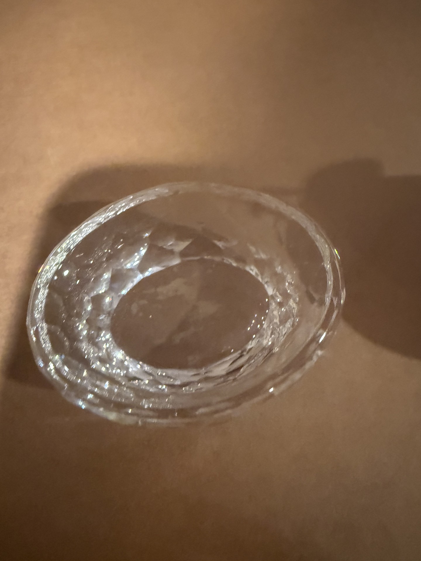 Crystal glass lidded jar with leaf finial and matching etched dish - image 3 of 7