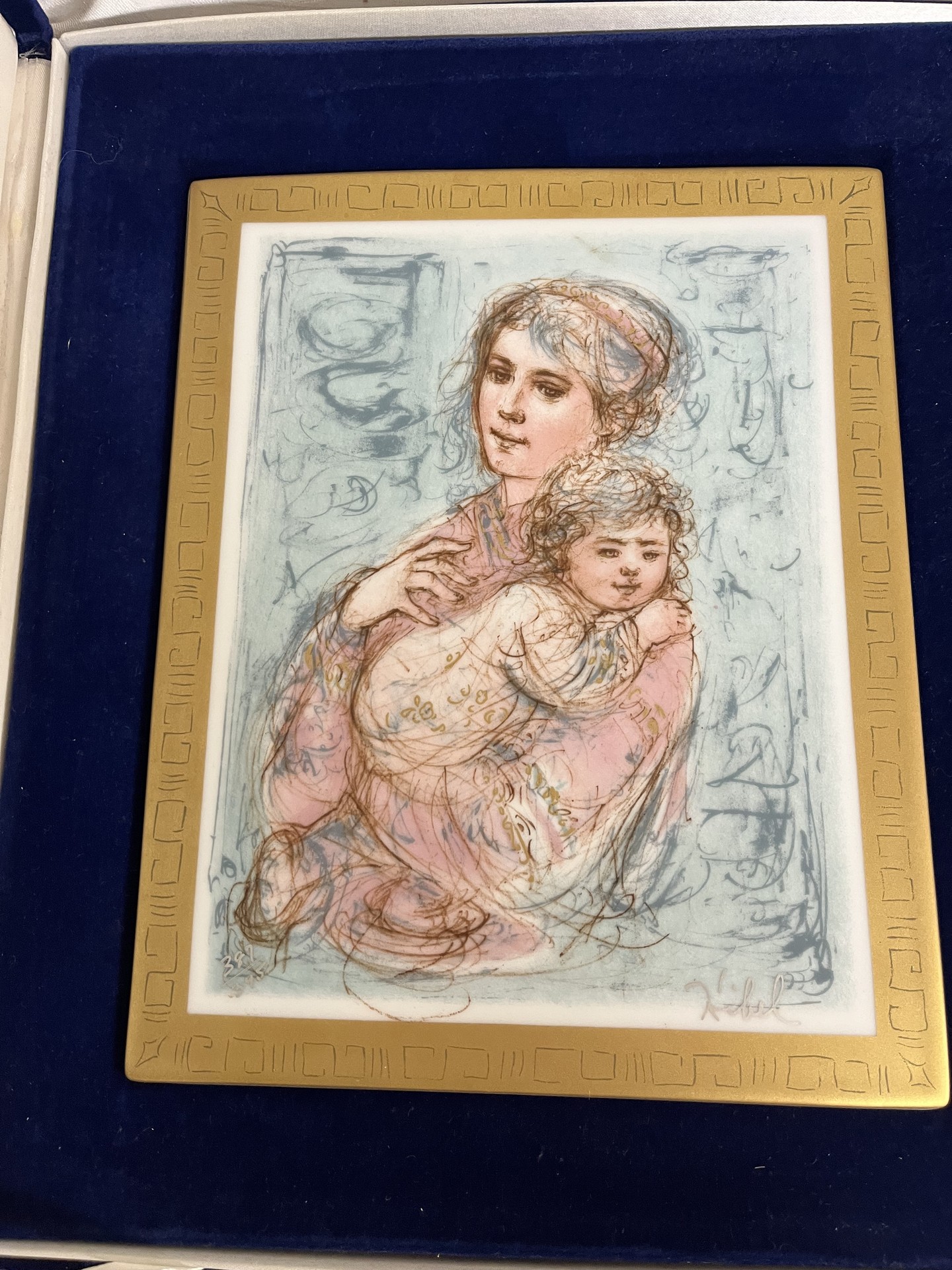 Edna Hibel Lithograph on Porcelain, Framed - image 1 of 3