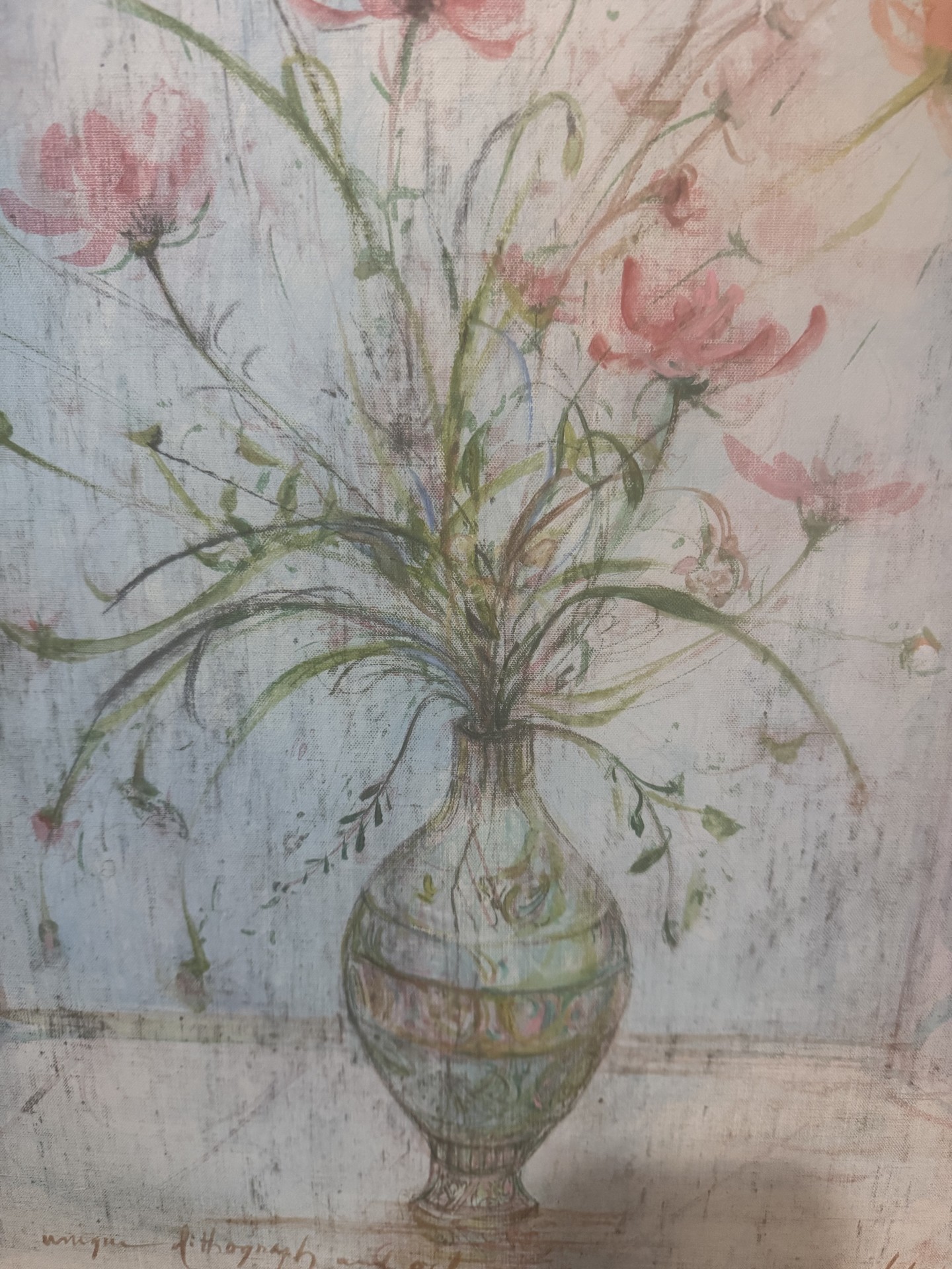 Framed floral still life painting with vase of flowers - image 5 of 9
