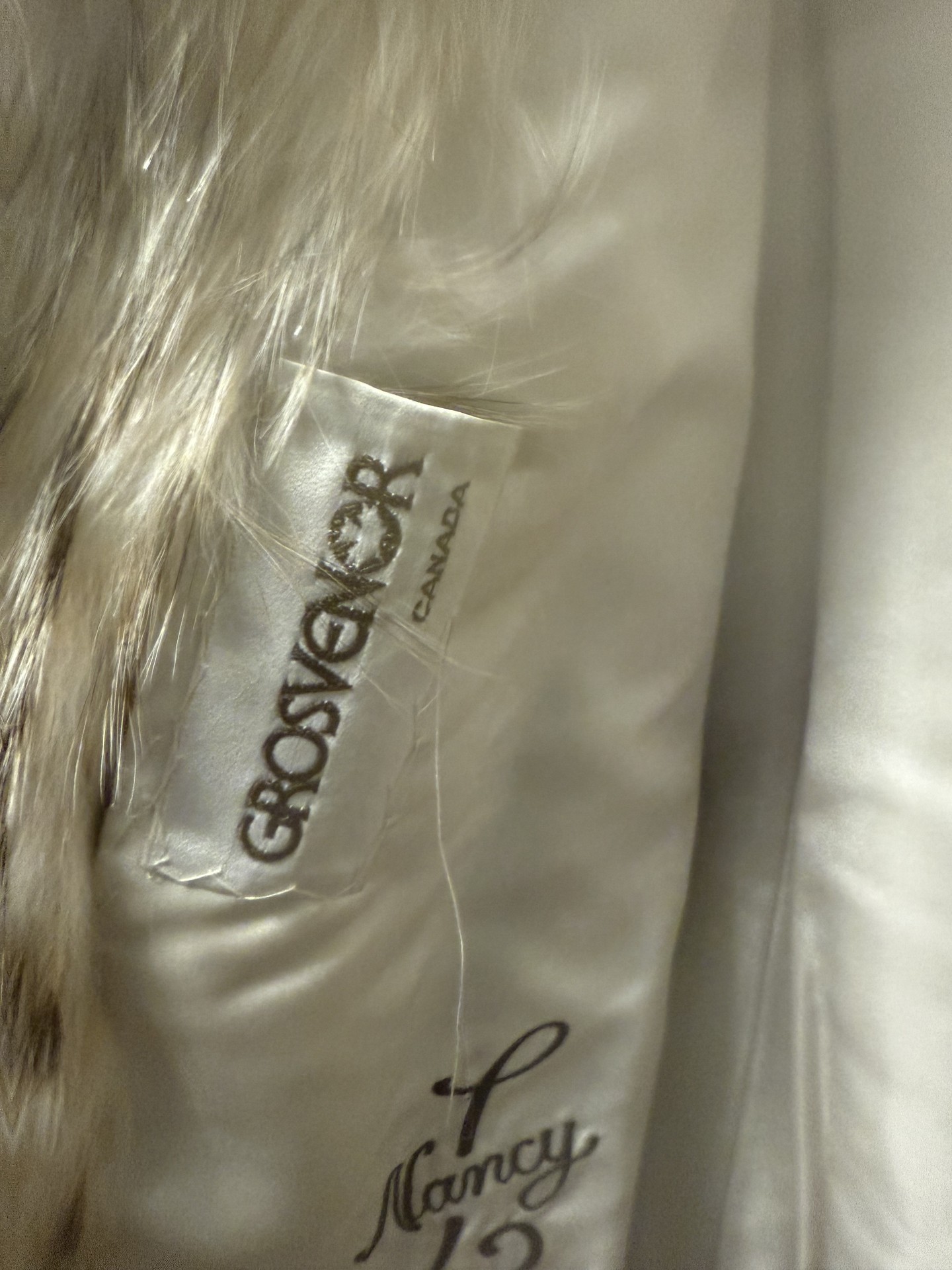 Long white fur coat with branding labels - image 2 of 5