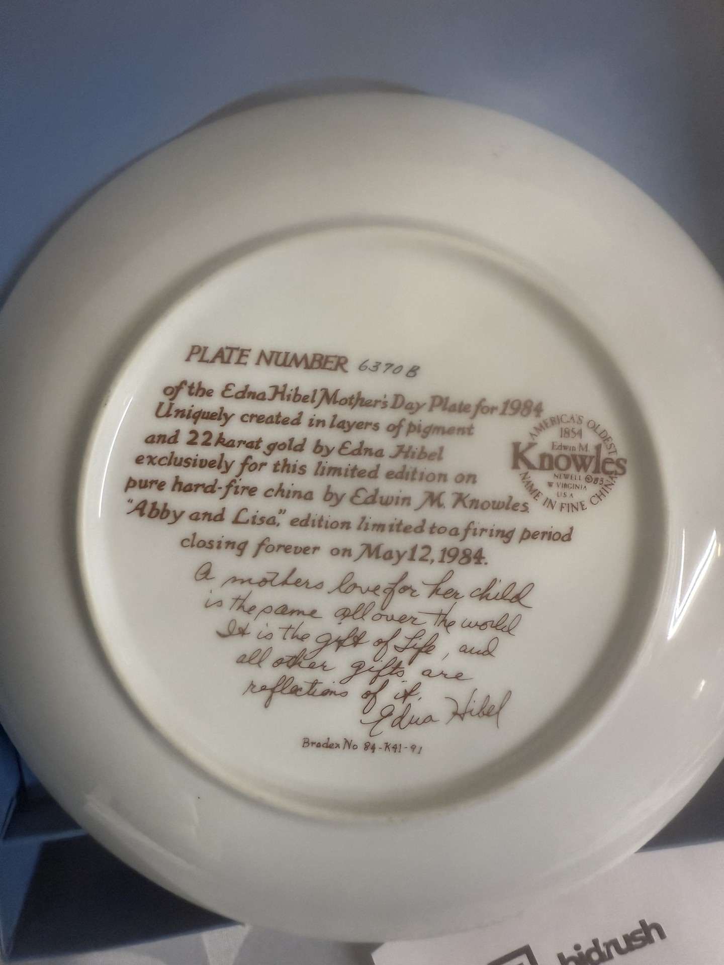 Edna Hibel Mother's Day Plate Collection (Limited Editions) - image 12 of 14