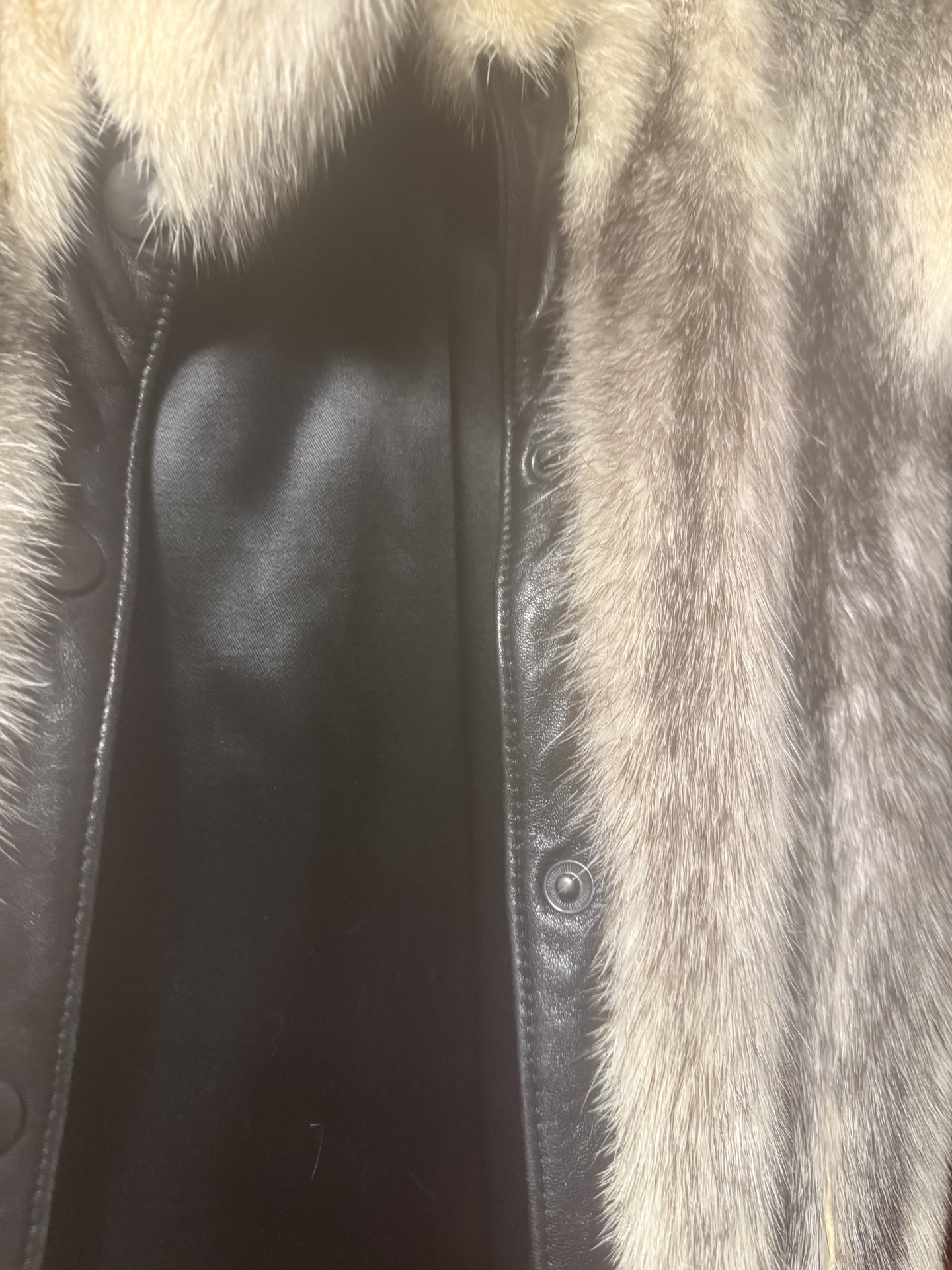 Fur-trimmed leather coat - image 2 of 6