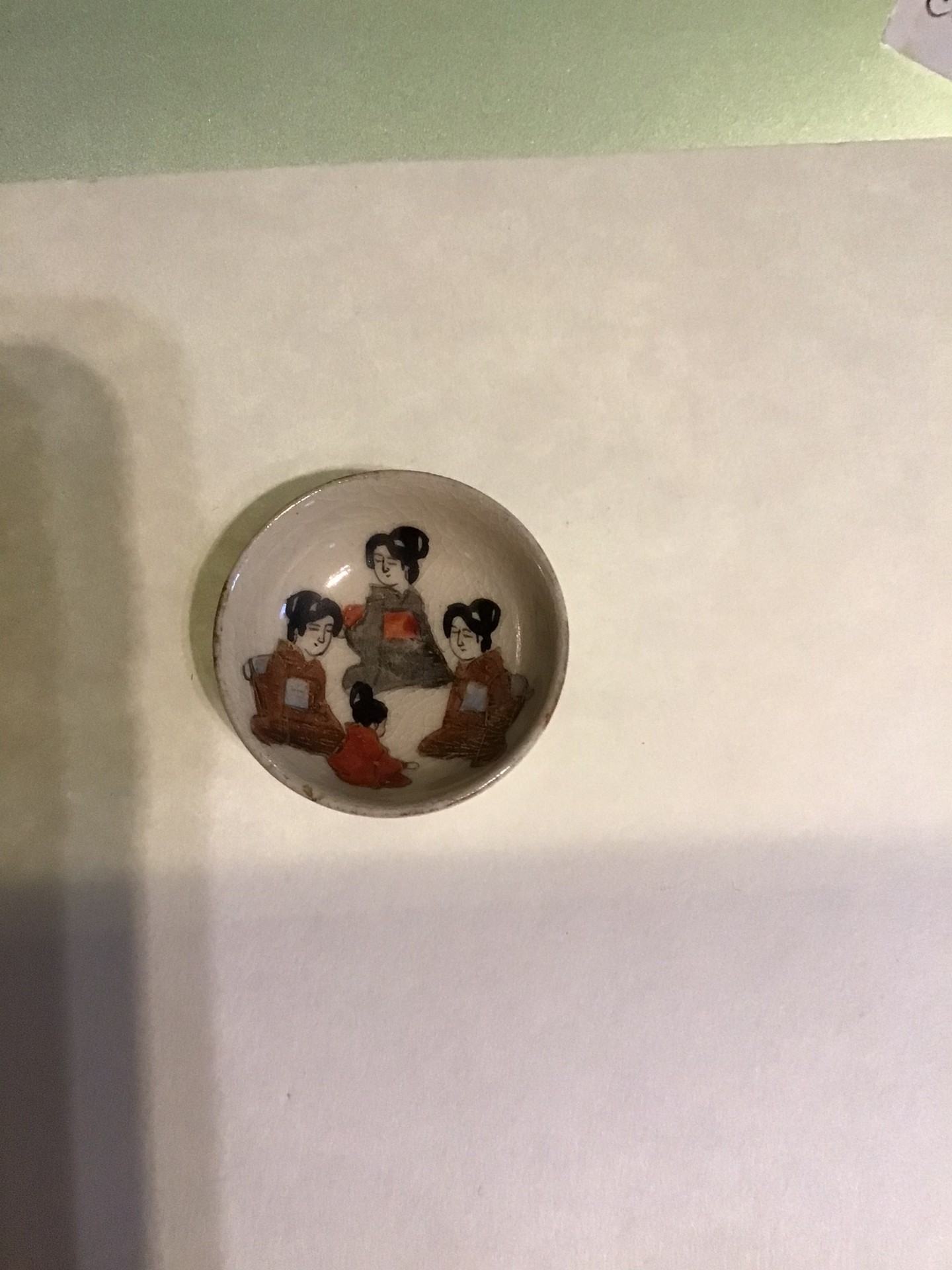 Small Japanese Satsuma geisha sake cup - image 1 of 2