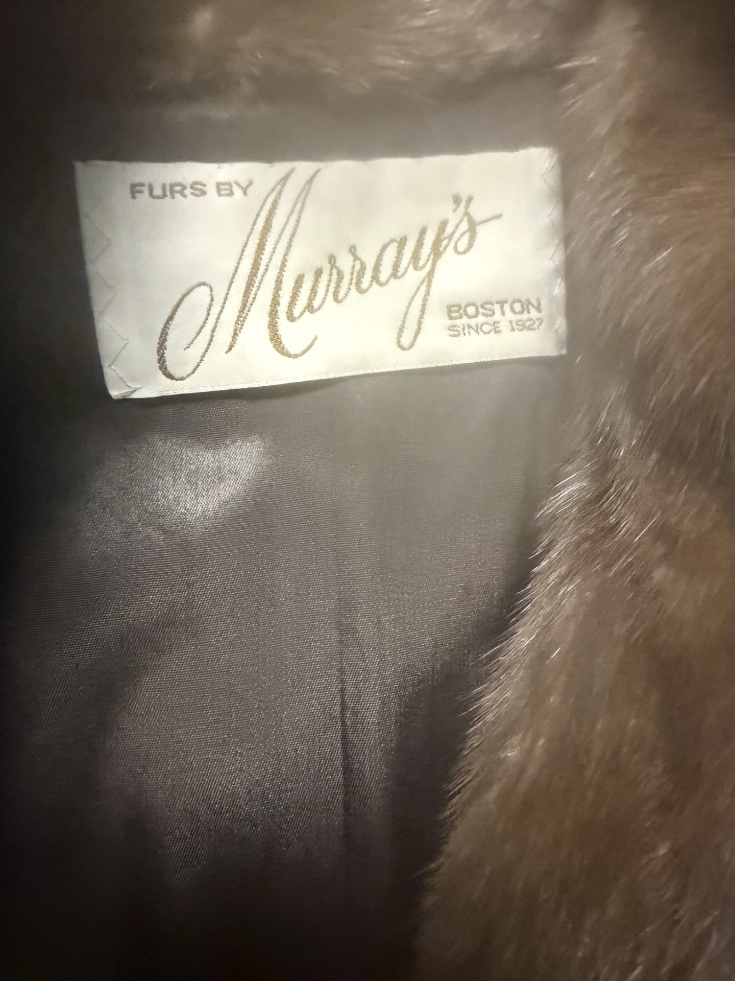 Brown Fur Coat with Murrays Label and 'Nancy' Embroidery - image 2 of 7