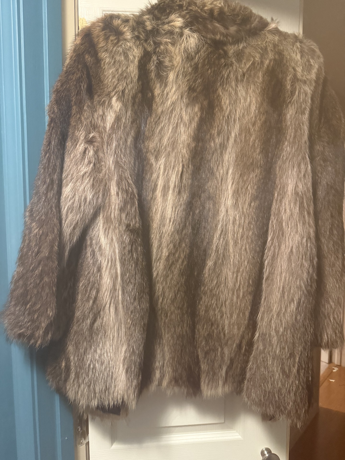 Brown fur coat on hanger - image 5 of 6