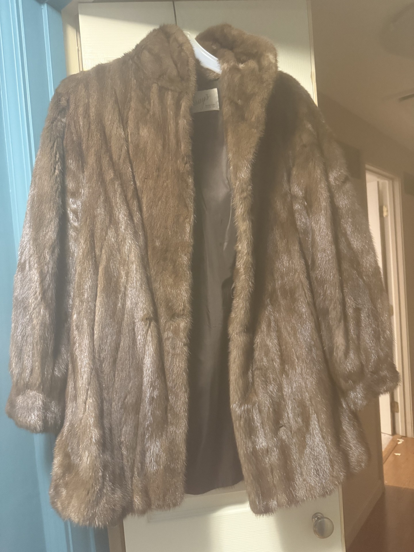 Brown Fur Coat with Murrays Label and 'Nancy' Embroidery - image 5 of 7