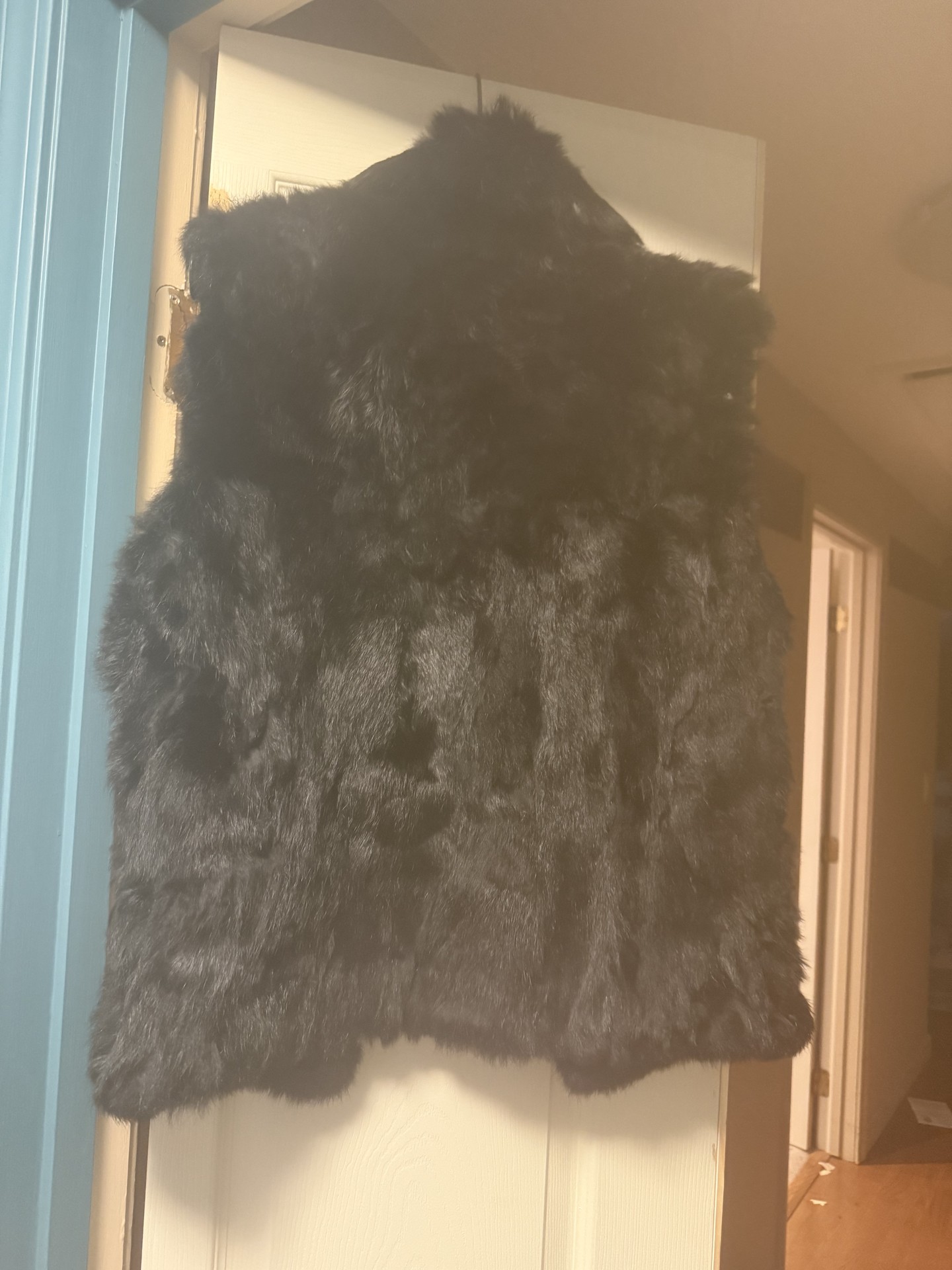 Black rabbit fur vest with Saks Fifth Avenue label - image 3 of 6