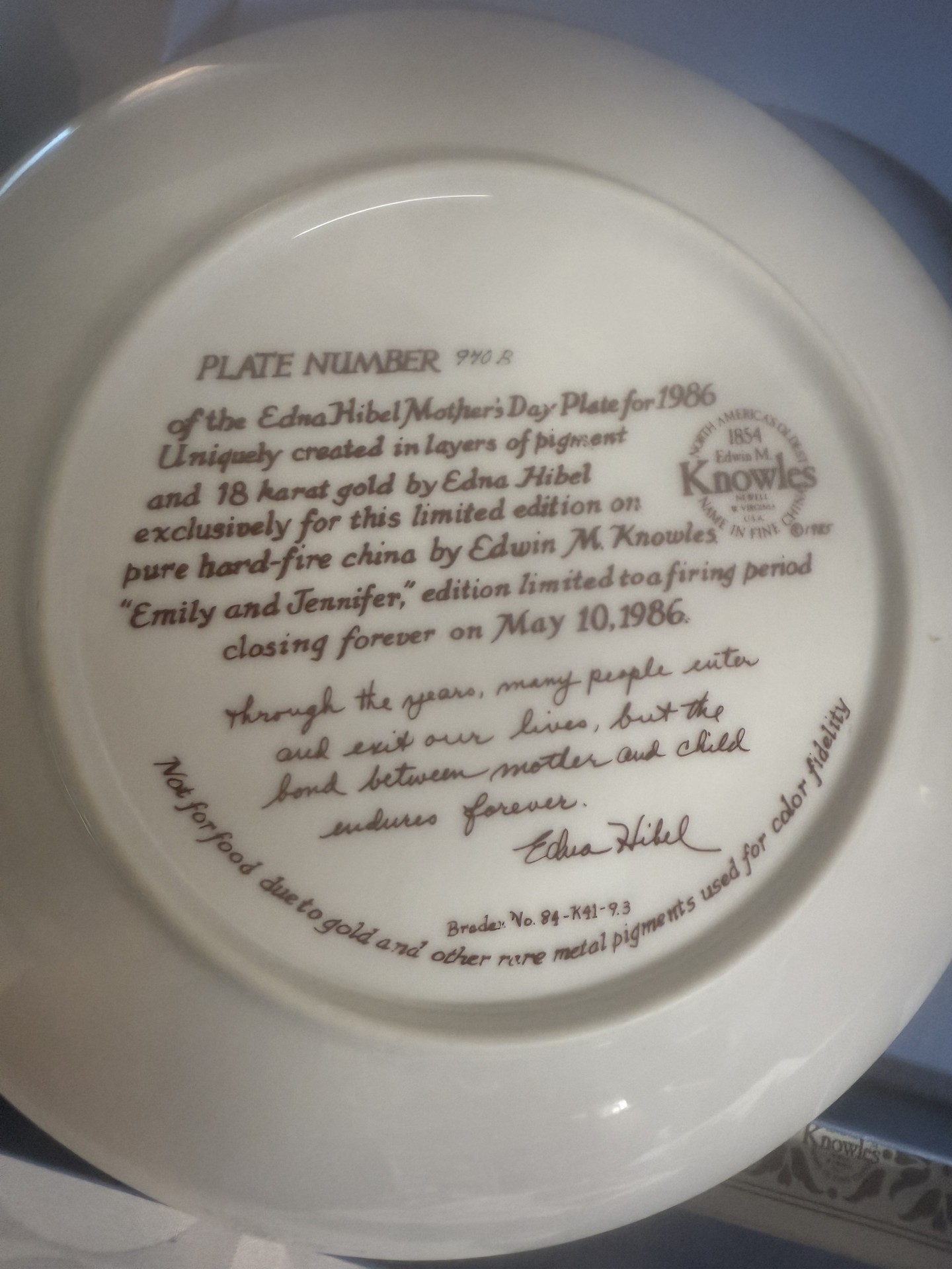 Edna Hibel Mother's Day Plate Collection (Limited Editions) - image 6 of 14