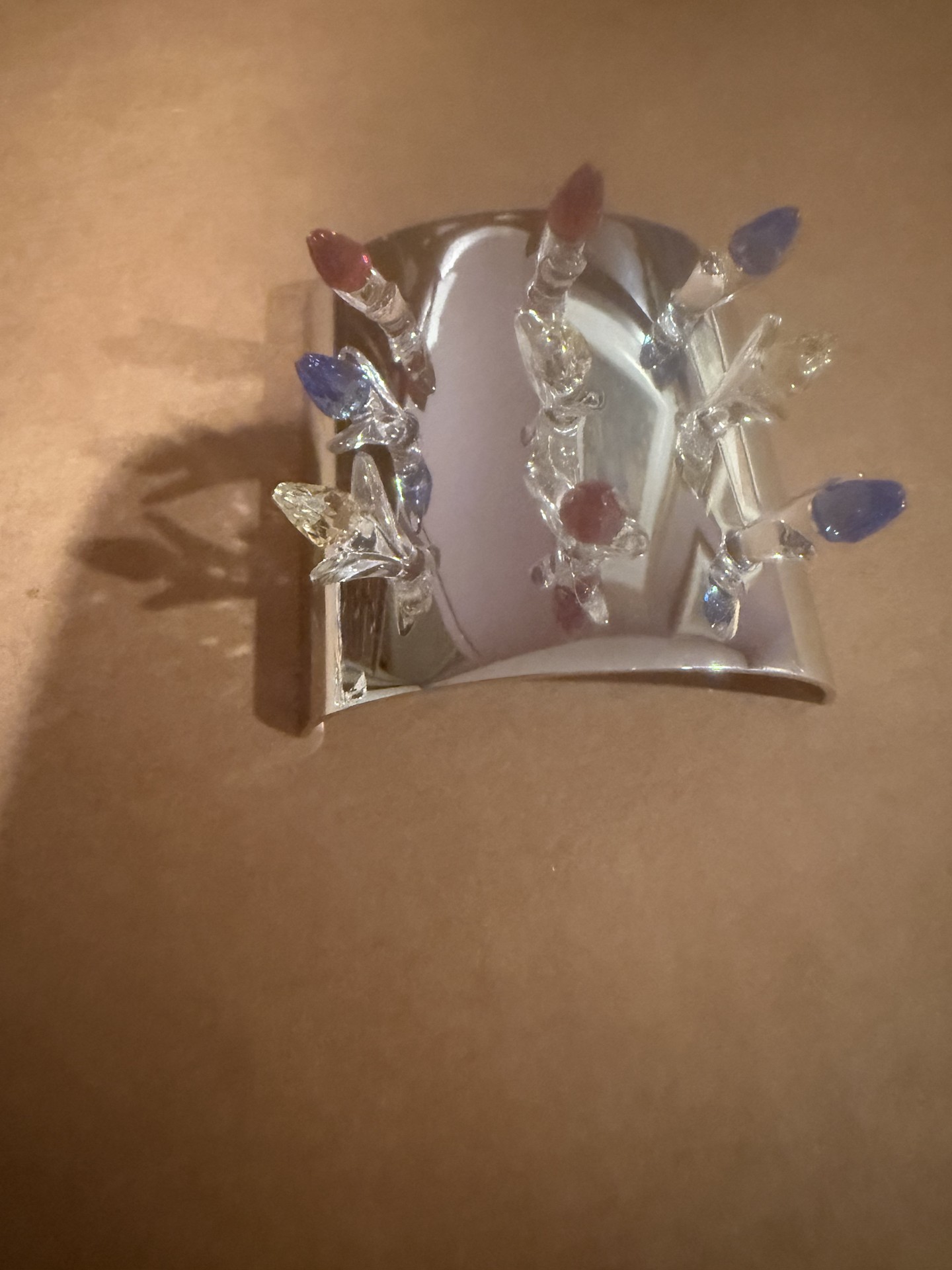 Chrome display stand with glass-stem ornaments - image 2 of 4