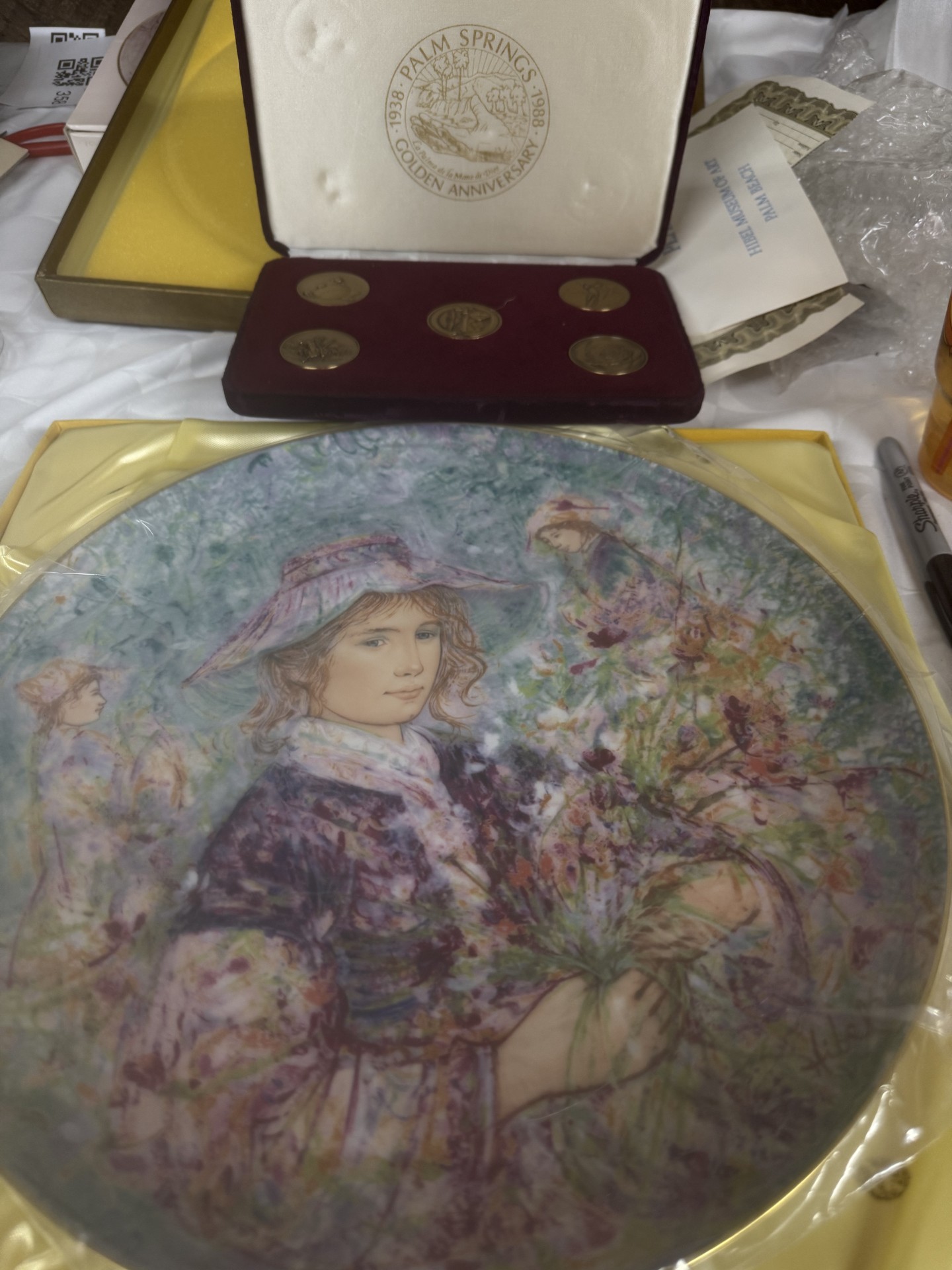 Edna Hibel Flower Girl of Provence Commemorative Plate with Coin Set - image 1 of 13