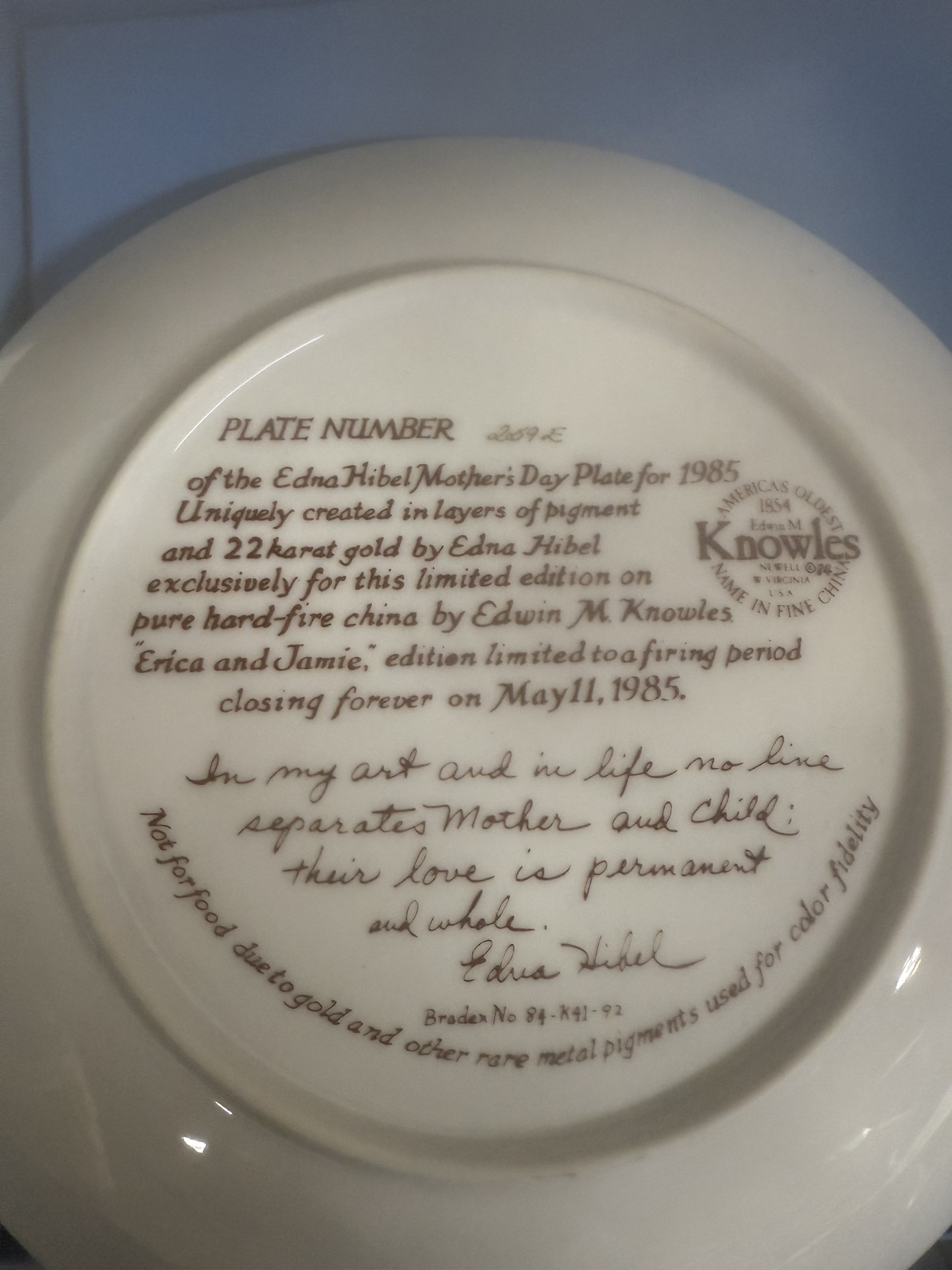 Edna Hibel Mother's Day Plates Collection (1984–1991) - image 6 of 14