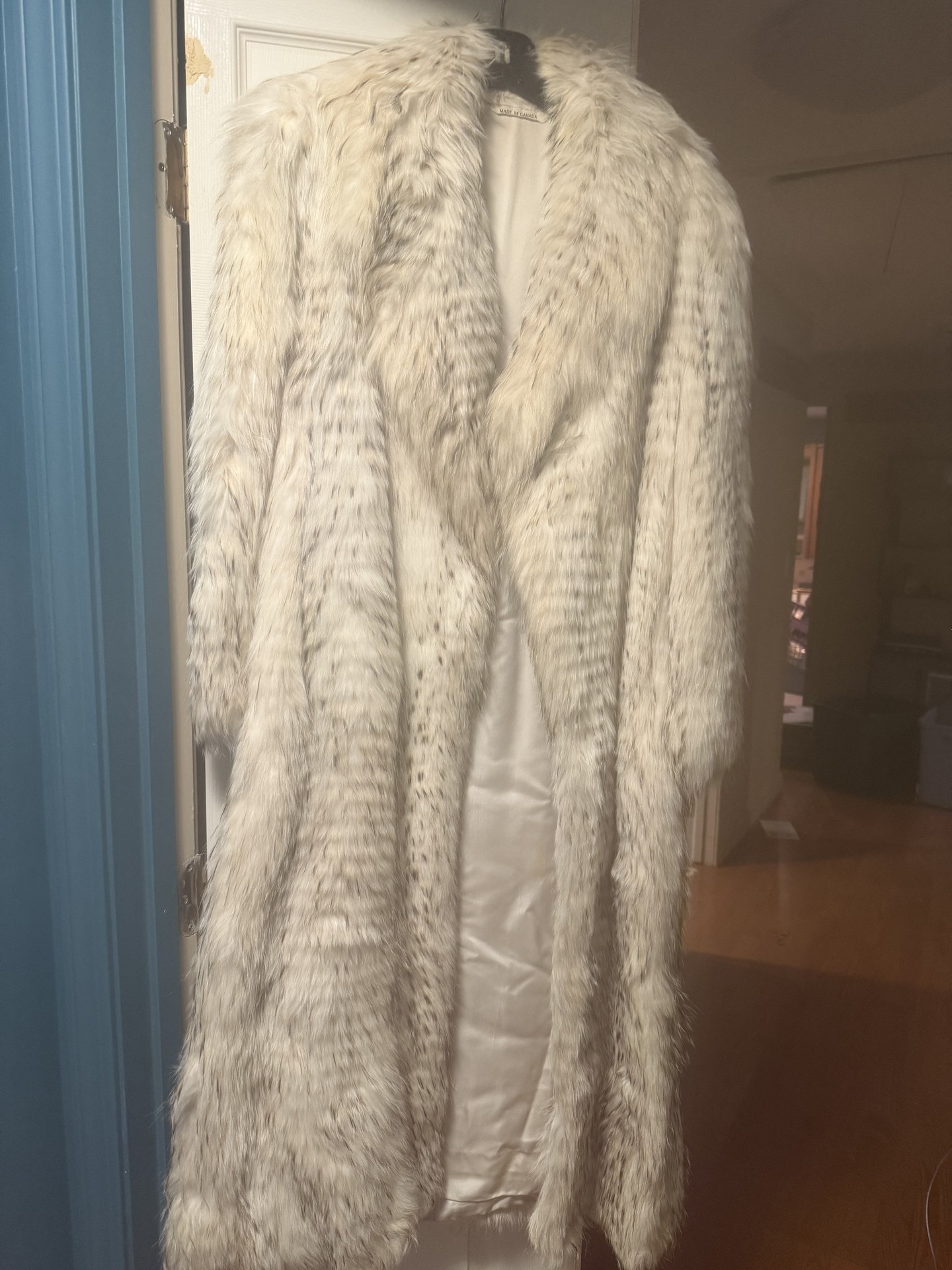 Long white fur coat with branding labels - image 1 of 5
