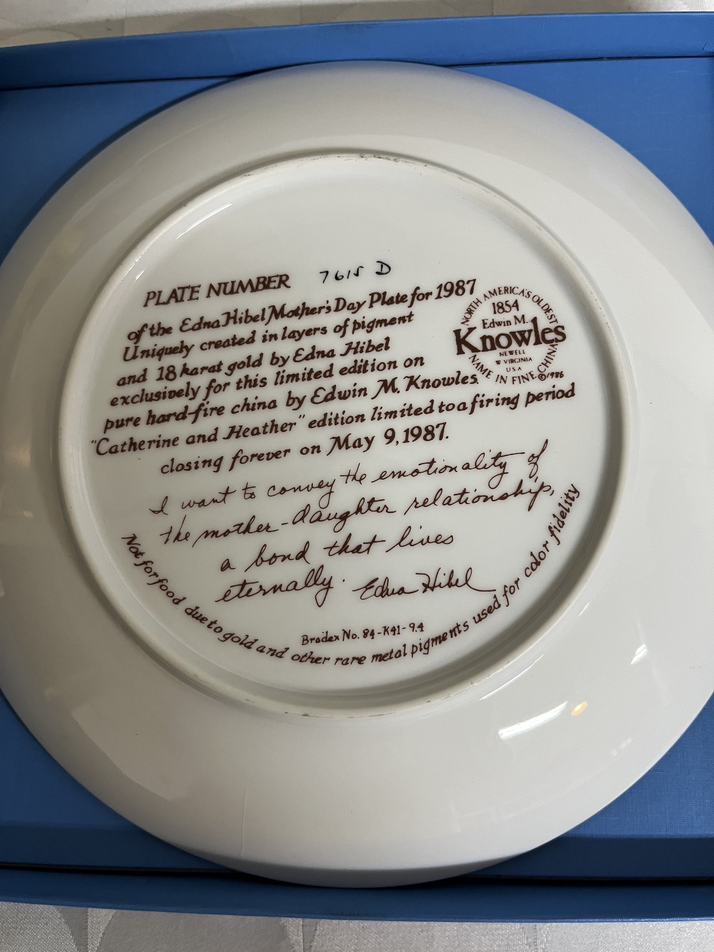 Edna Hibel Mother's Day Limited Edition Plates - image 6 of 9