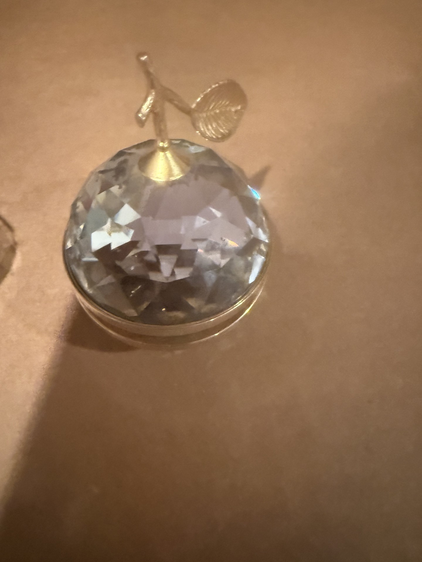Crystal glass lidded jar with leaf finial and matching etched dish - image 4 of 7