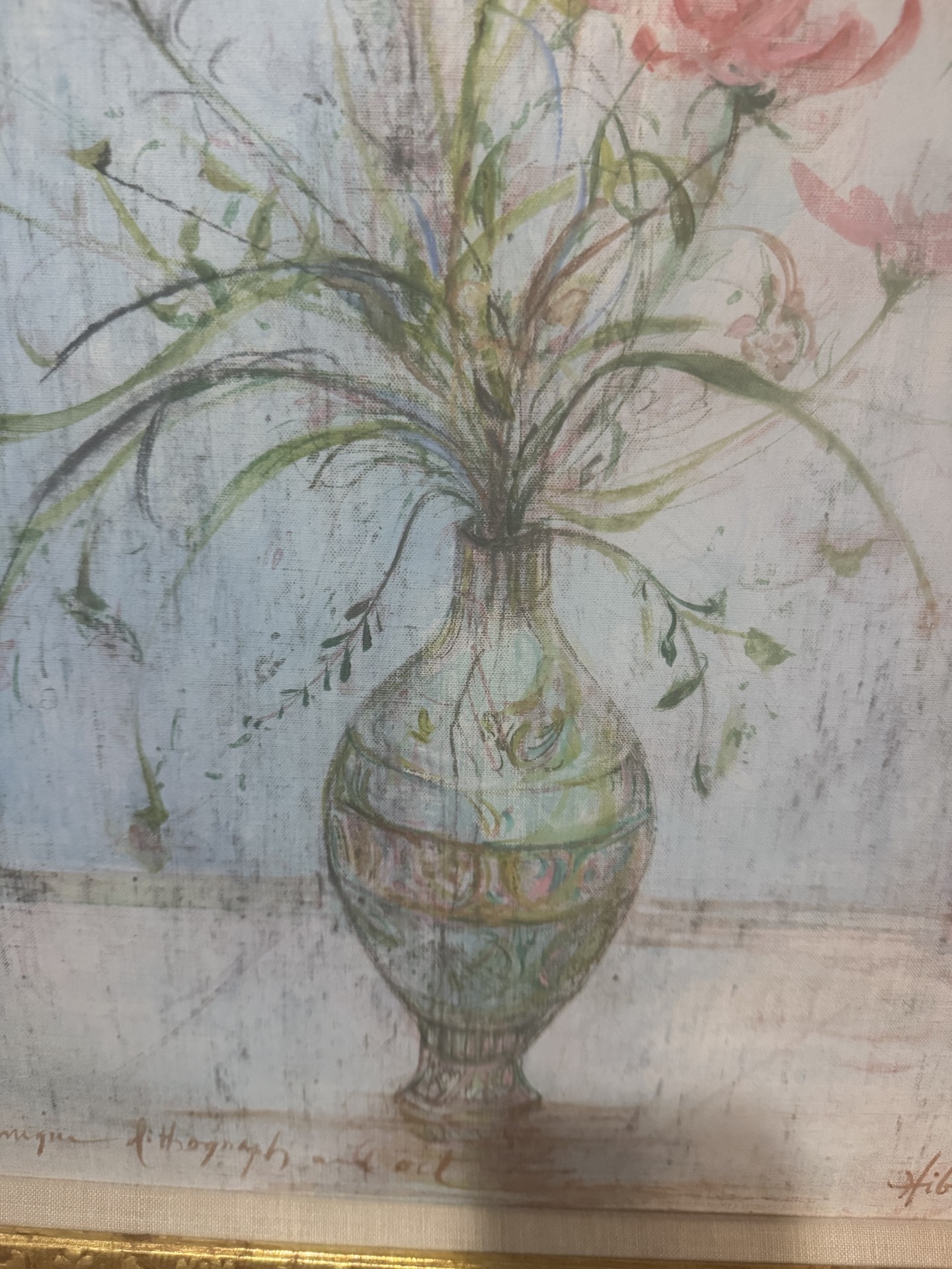 Framed floral still life painting with vase of flowers - image 4 of 9