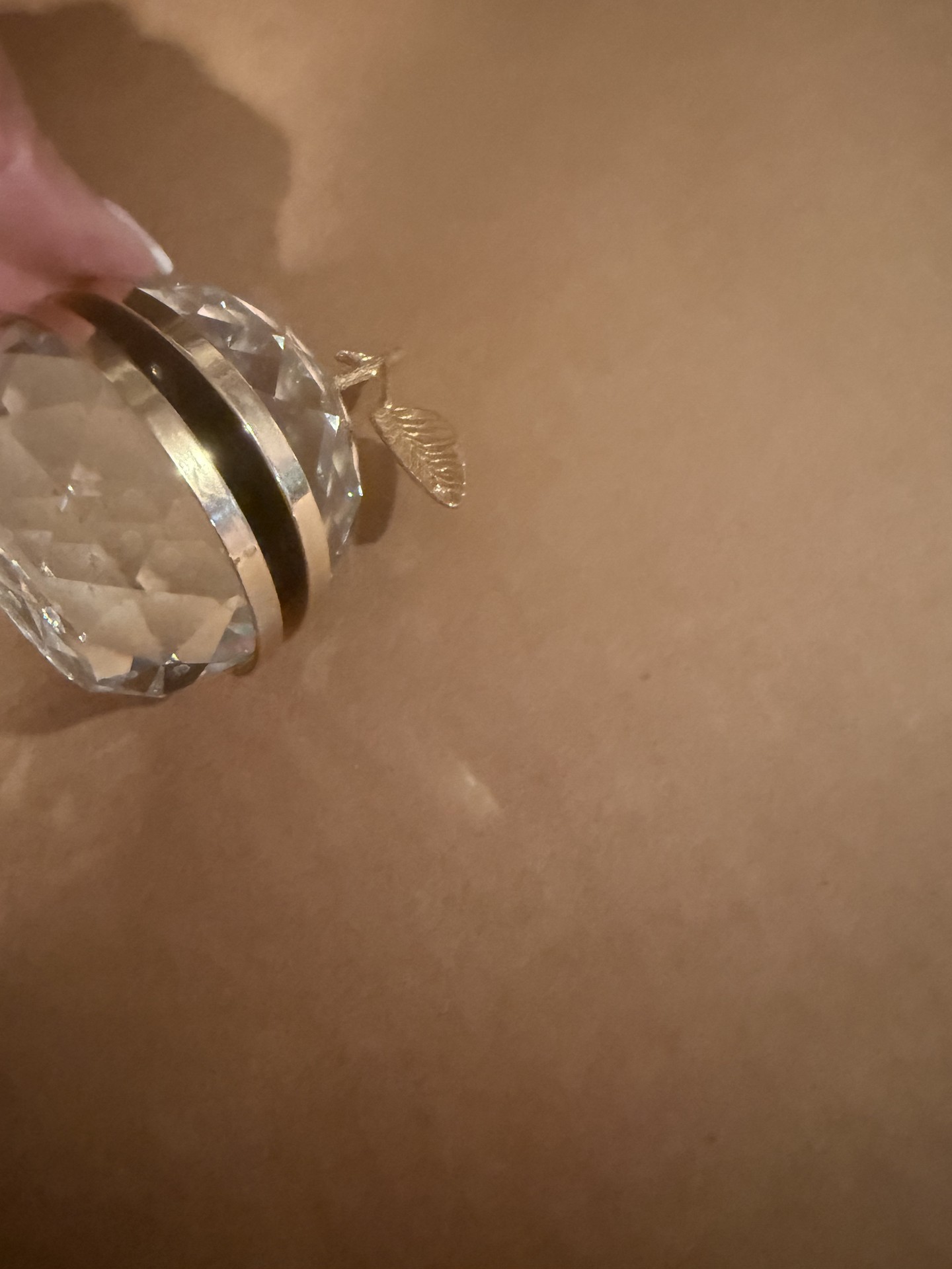 Crystal glass lidded jar with leaf finial and matching etched dish - image 6 of 7