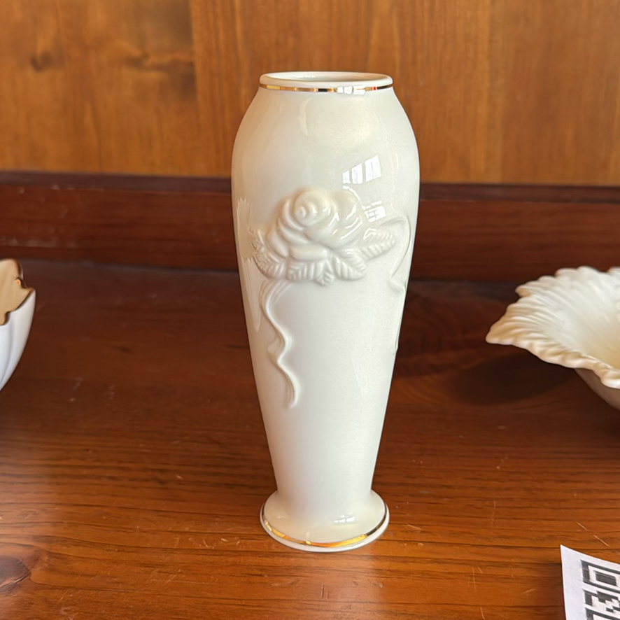 Lenox Ivory Ceramic Serving Bowl, Leaf Dish, and Bud Vase - image 7 of 8