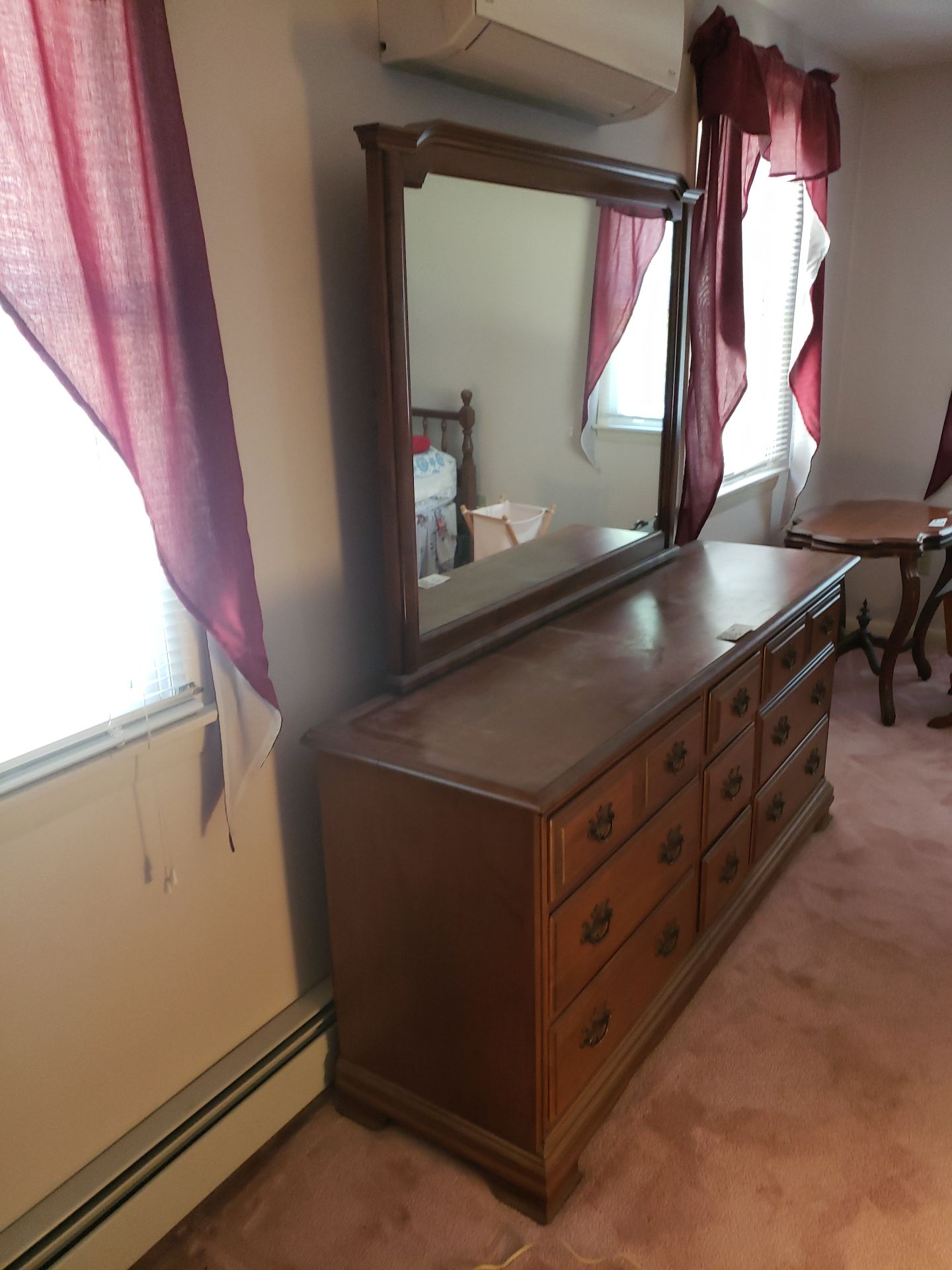 Wooden dresser with mirror and table lamp - image 3 of 3