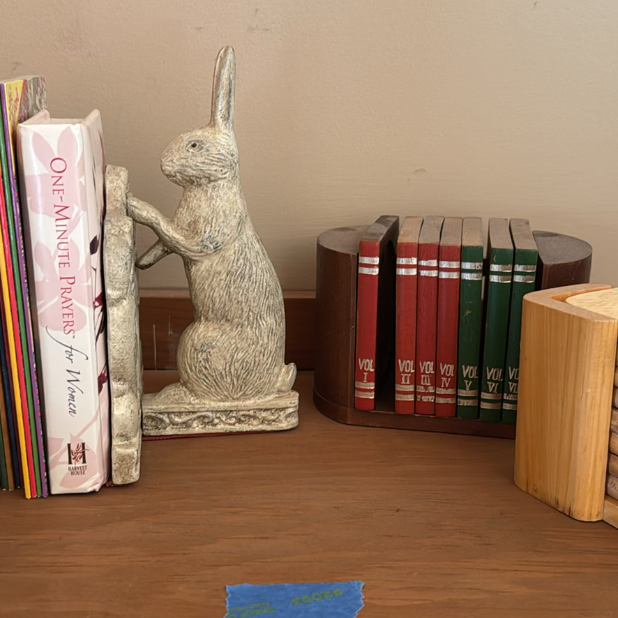 Rabbit Bookends with Children’s Books and Book Themed Coasters - image 1 of 4