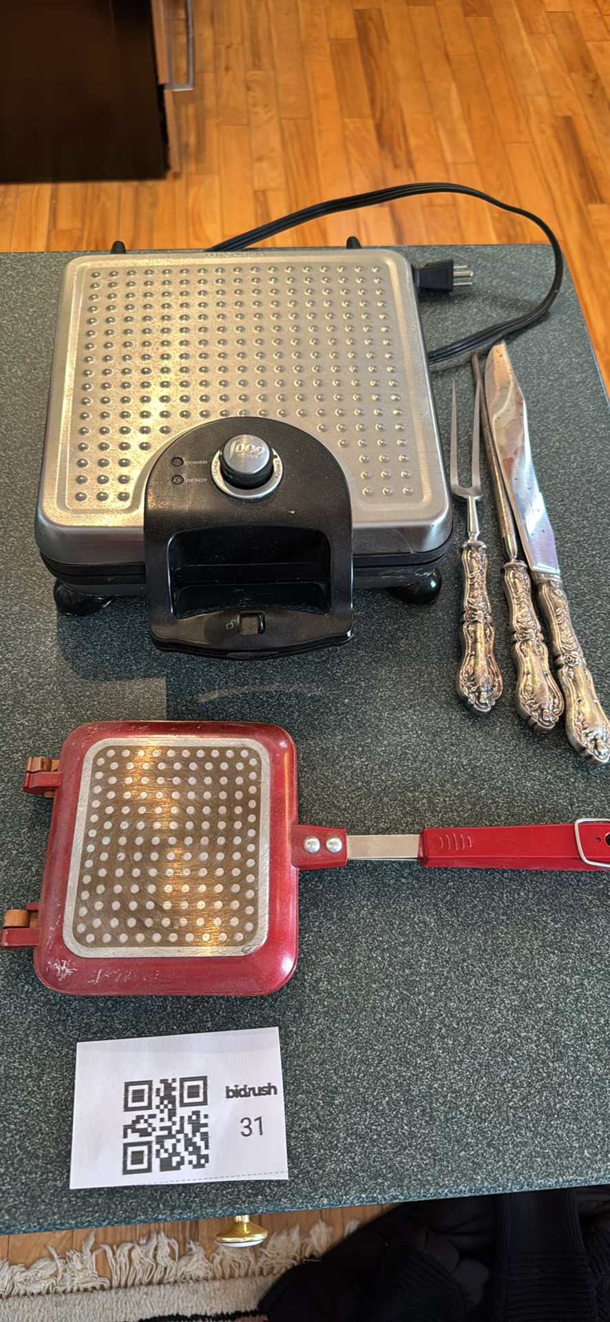 Electric Waffle Maker, Stovetop Grill Press, and Three-Piece Carving Set - image 1 of 5