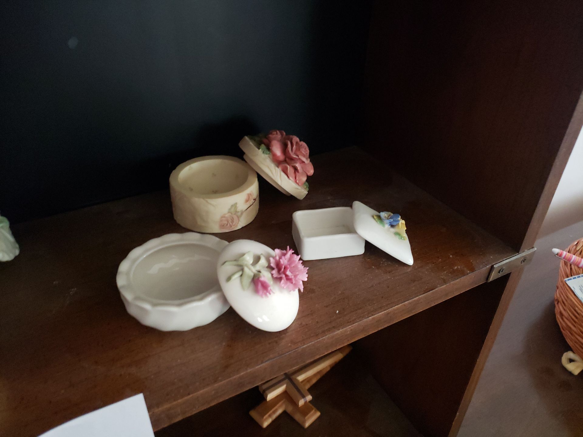 Ceramic lidded boxes and a basket-pattern container - image 3 of 3