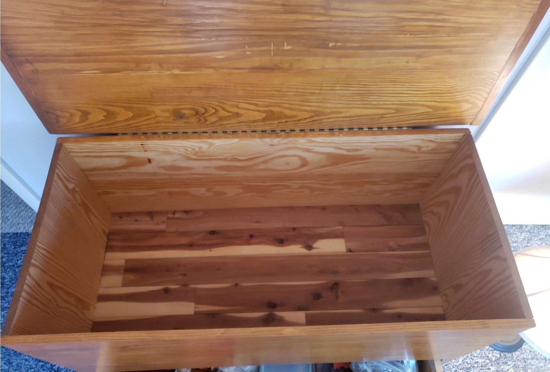 Wooden Storage Chest with Hinged Lid and Drawer, with decorative lamp. - image 2 of 3