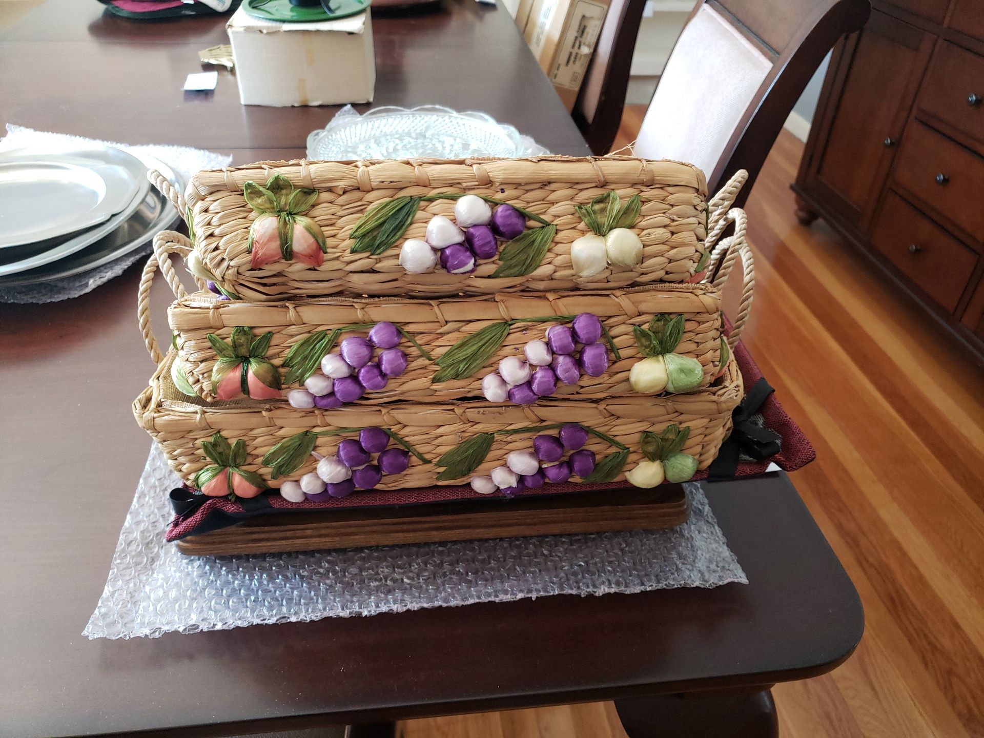 Decorative Baskets, Wooden Tray, and Assorted Fabric Placemats - image 2 of 5