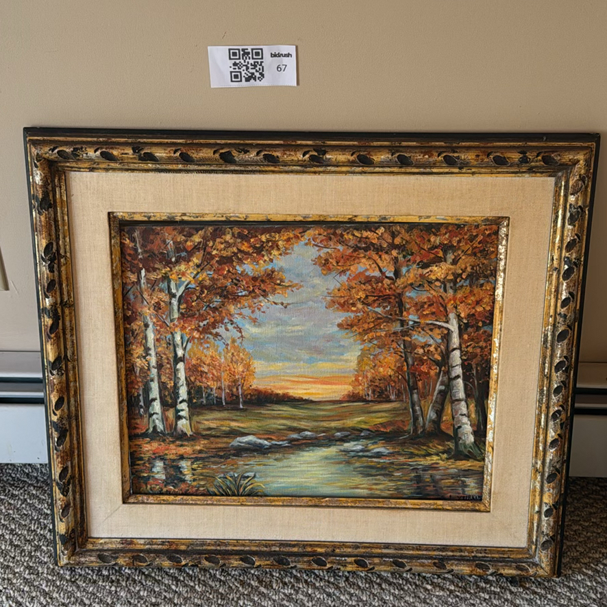 Two Framed Artworks Including Landscape Painting and Wildlife Print - image 2 of 3