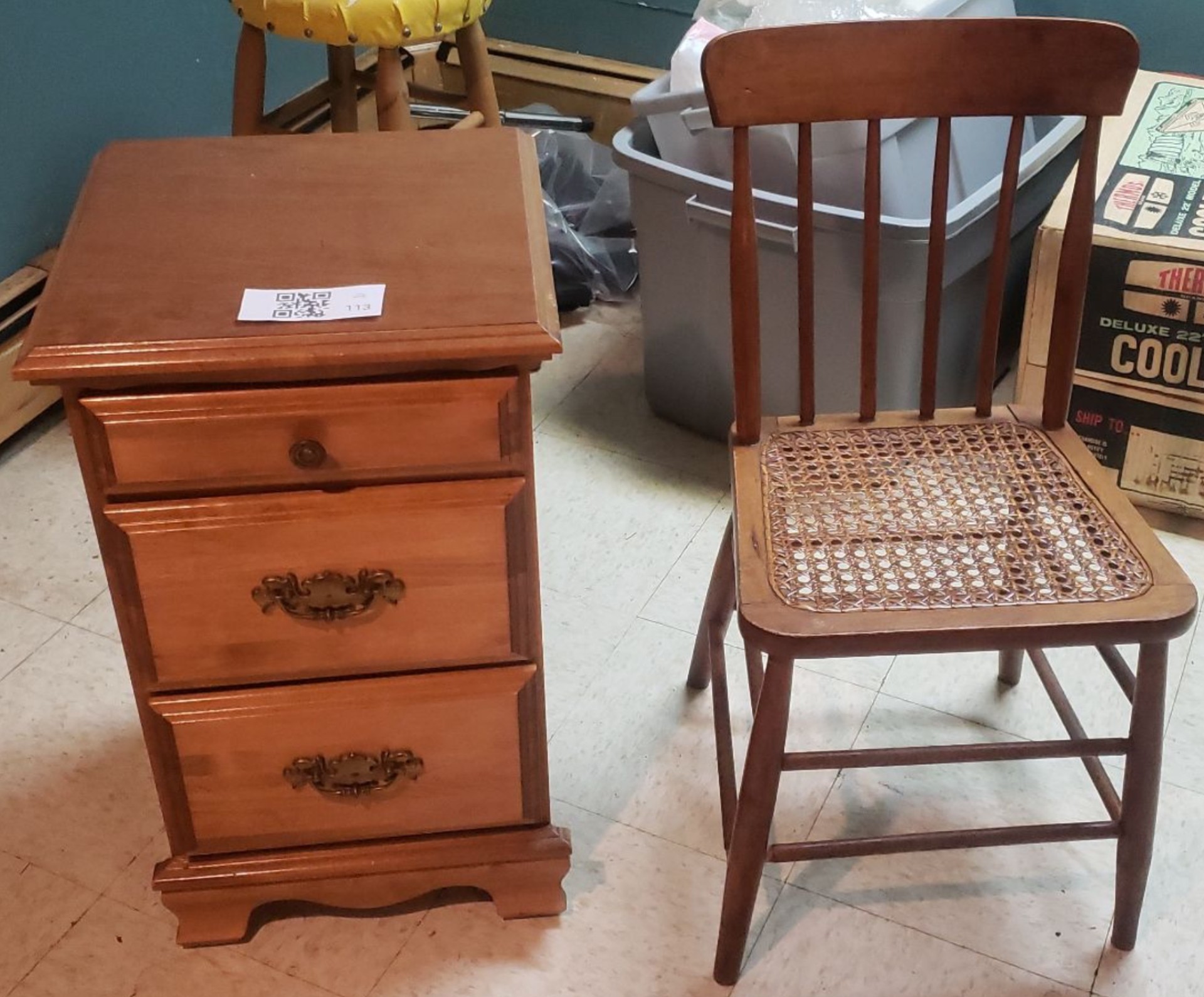 Wooden Nightstand and Wooden Chair - image 1 of 2