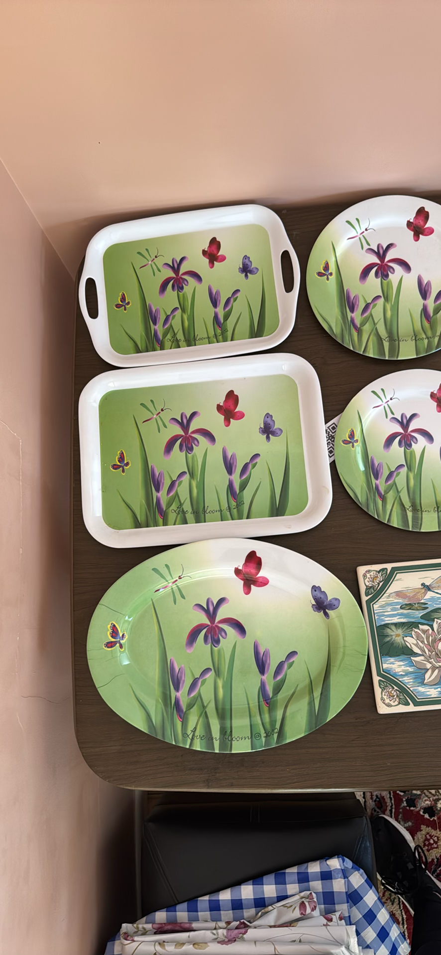 Plastic Floral Serving Trays, Plates, Oval Platter, and Decorative Tile - image 4 of 4