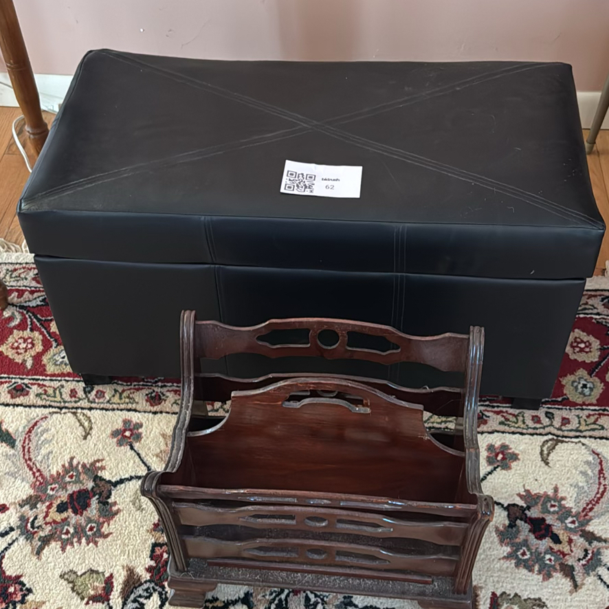 Storage Ottoman and Wooden Magazine Rack - image 1 of 6