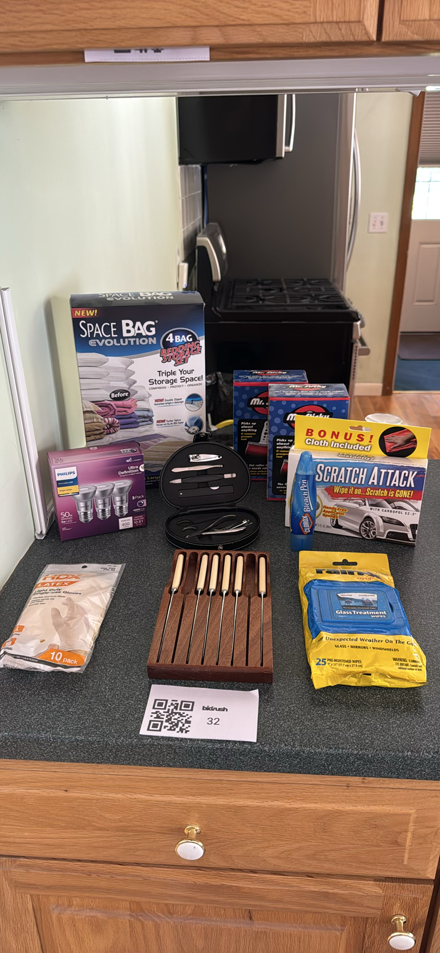 Assorted Household Items Including Knife Set, Glass Mugs, Storage Bags, and Cleaning Supplies - image 1 of 4