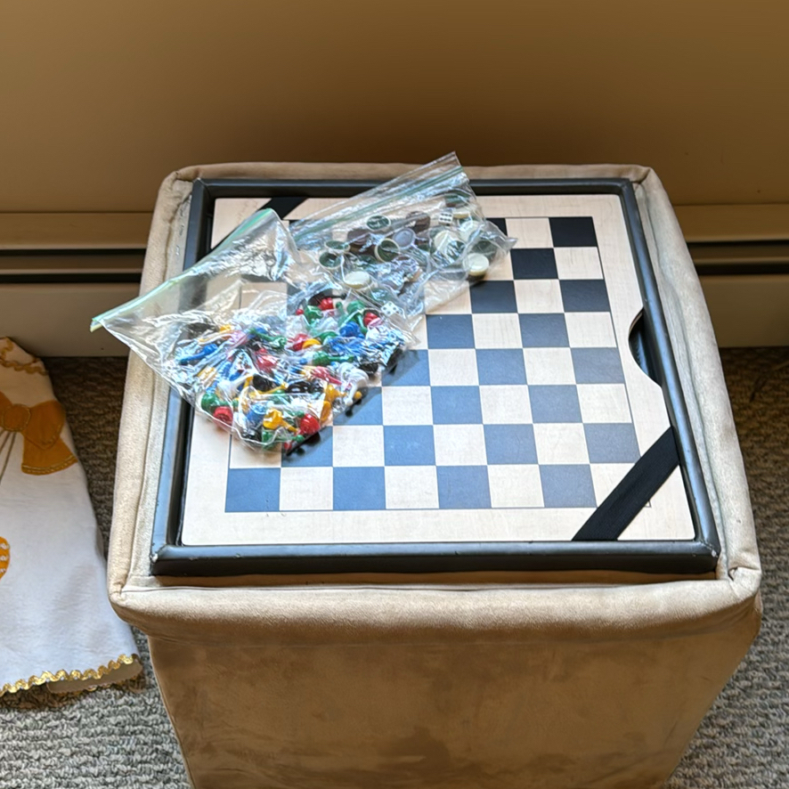 Upholstered Storage Ottoman With Multi-Game Board Set - image 2 of 7