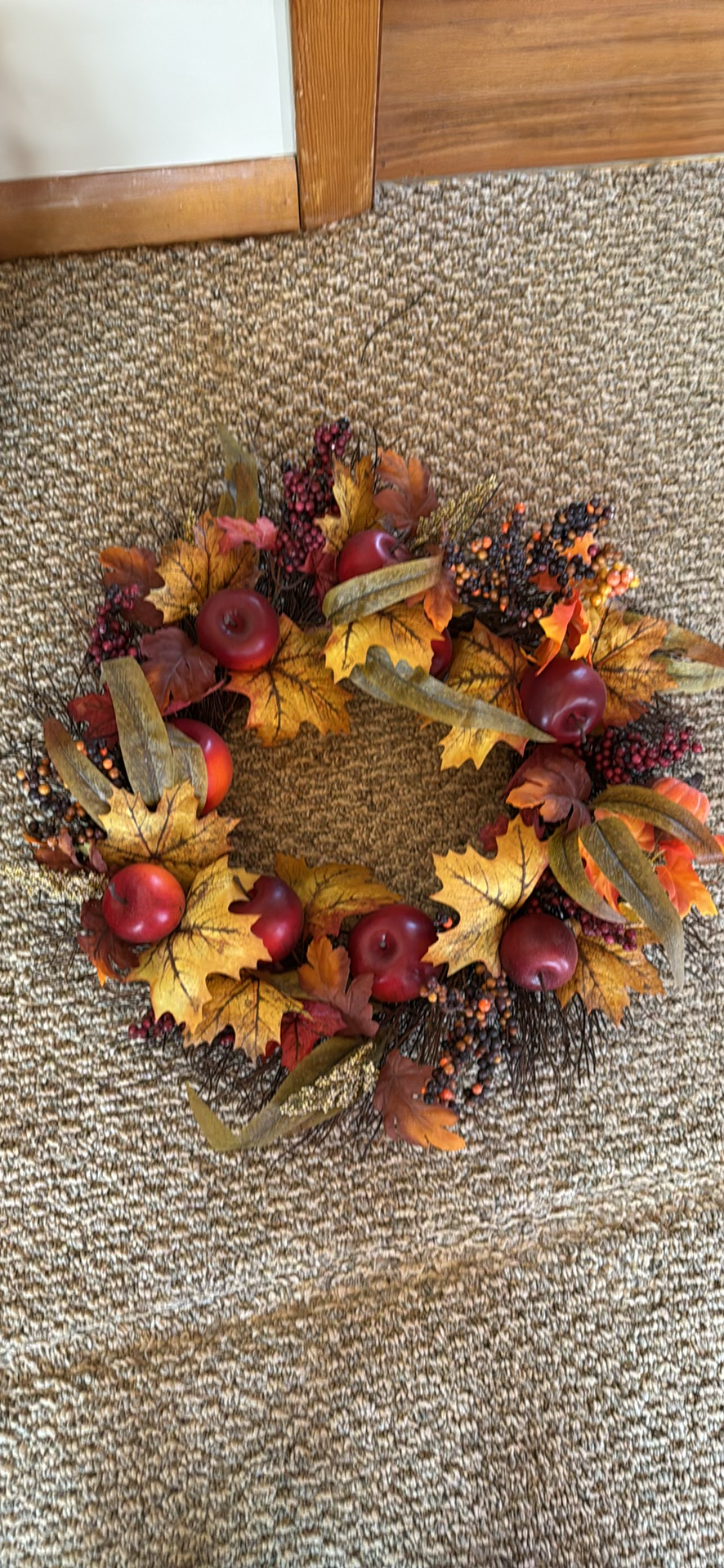 Autumn Wreaths, Decorative Leaf Dish, and Wicker Baskets - image 3 of 8