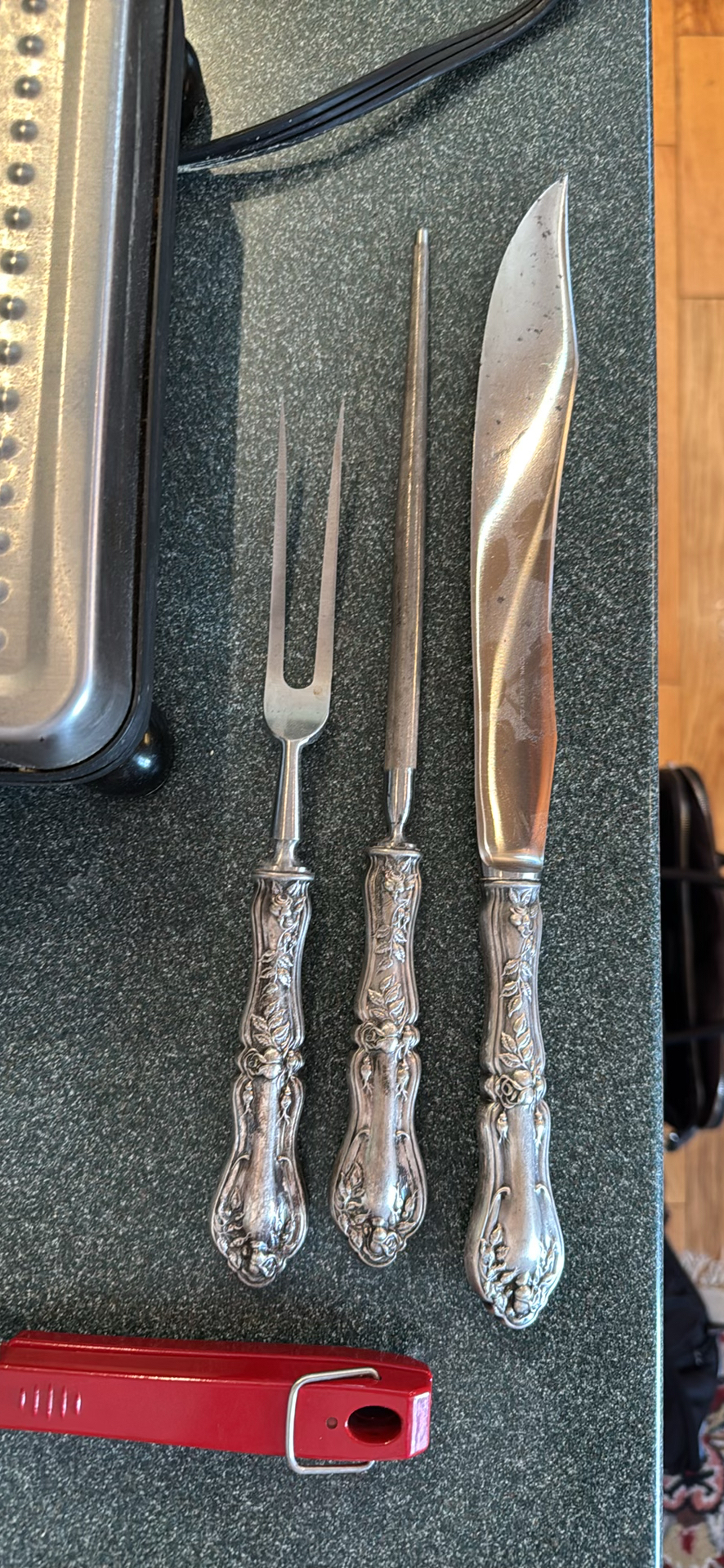 Electric Waffle Maker, Stovetop Grill Press, and Three-Piece Carving Set - image 3 of 5