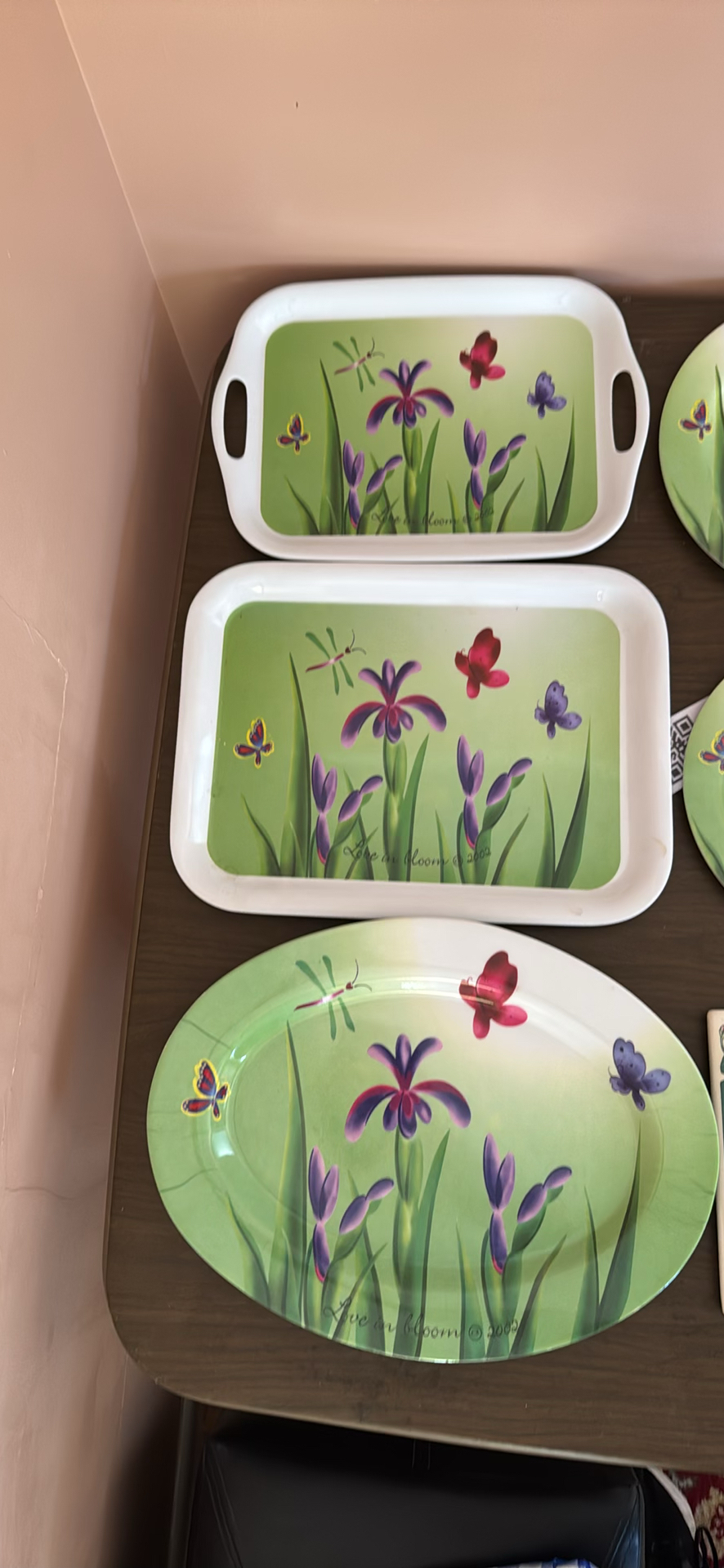 Plastic Floral Serving Trays, Plates, Oval Platter, and Decorative Tile - image 2 of 4