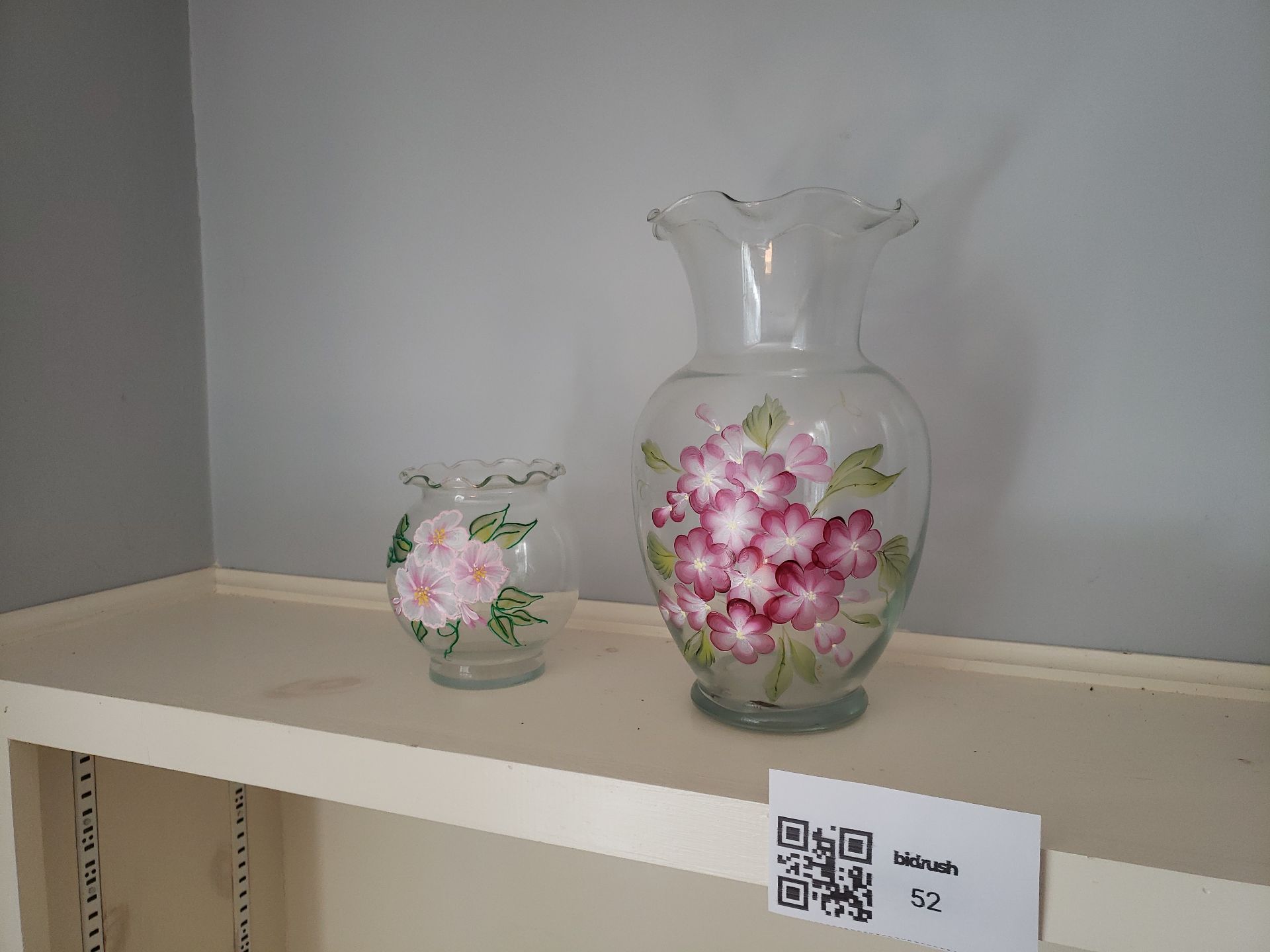 Floral hand-painted glass vases with bowls - image 3 of 3