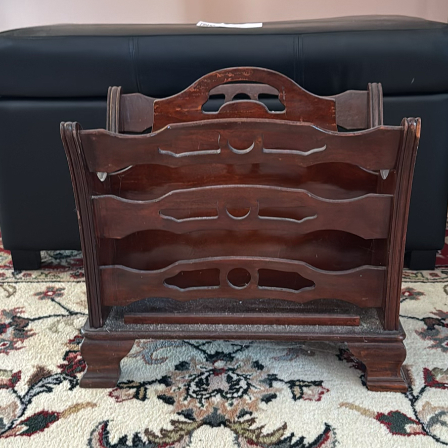 Storage Ottoman and Wooden Magazine Rack - image 2 of 6