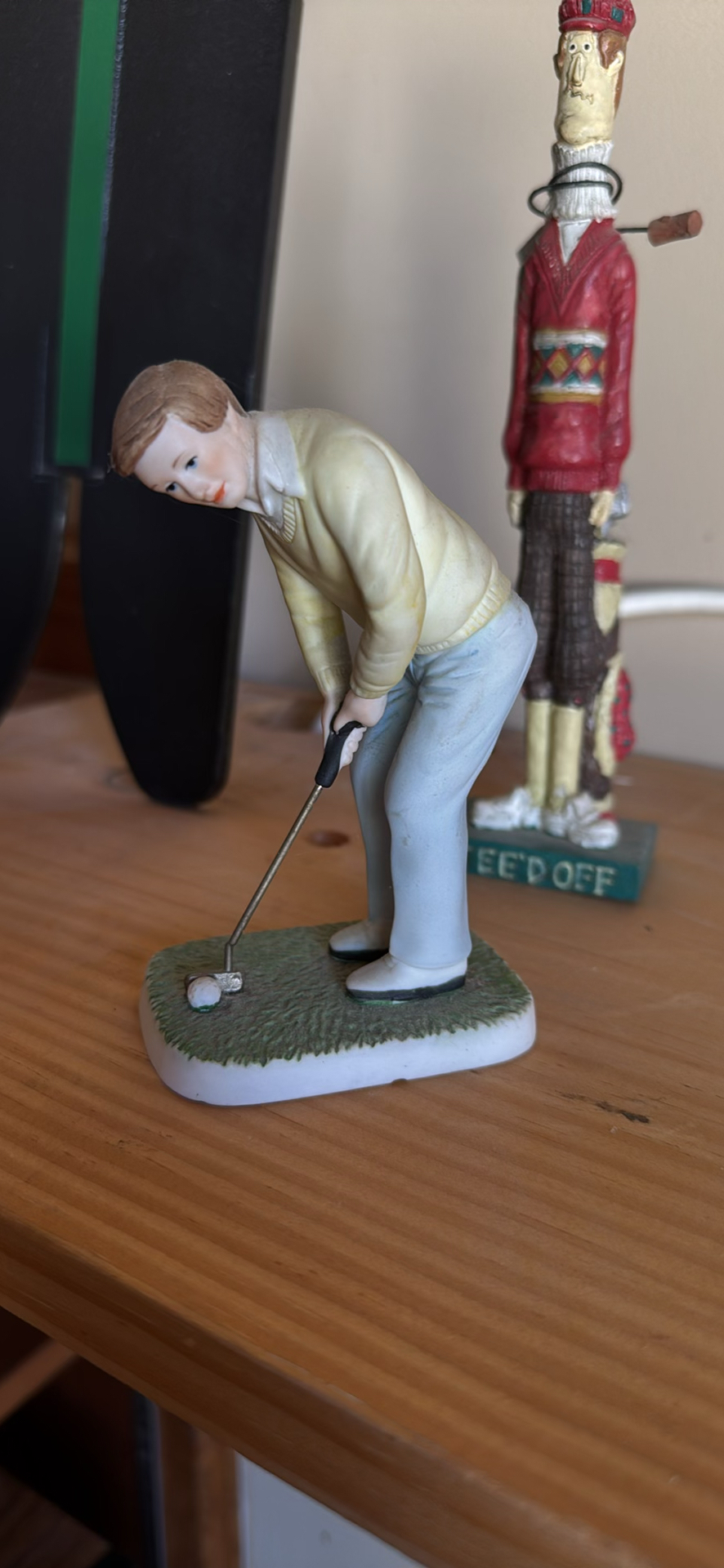 Golf-Themed Figurines, Framed Golf Print, and Putting Track. - image 4 of 10