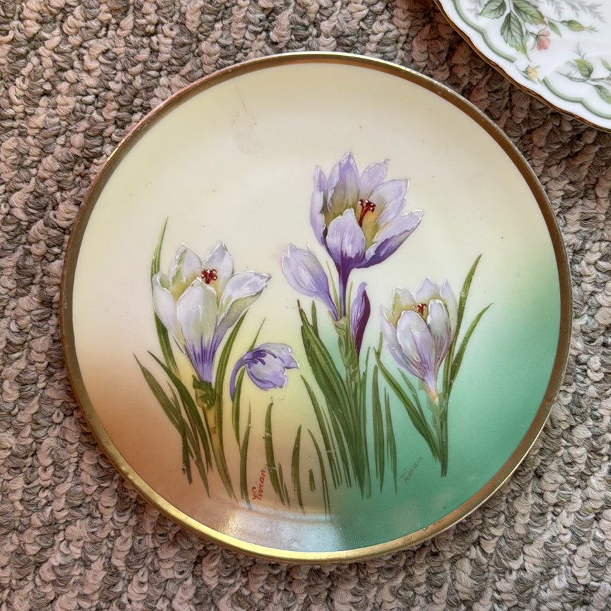 Four Decorative Floral Porcelain Plates - image 4 of 9