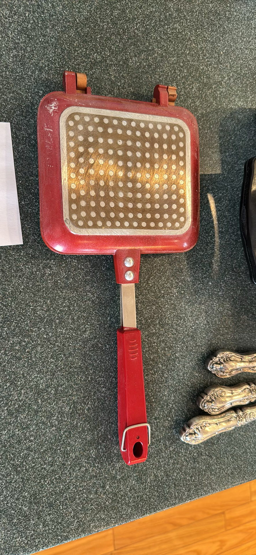 Electric Waffle Maker, Stovetop Grill Press, and Three-Piece Carving Set - image 2 of 5