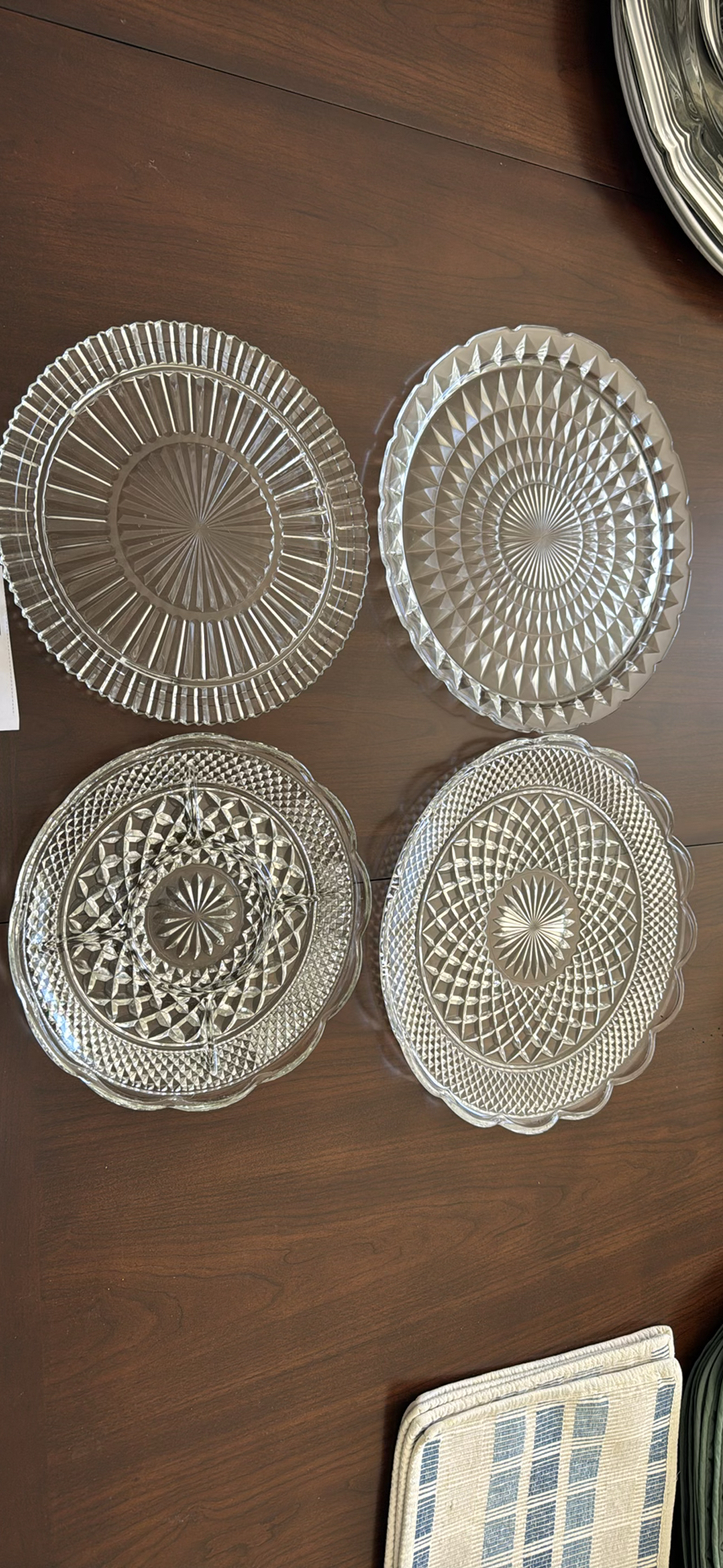 Four Clear Pressed Glass Serving Plates - image 2 of 4