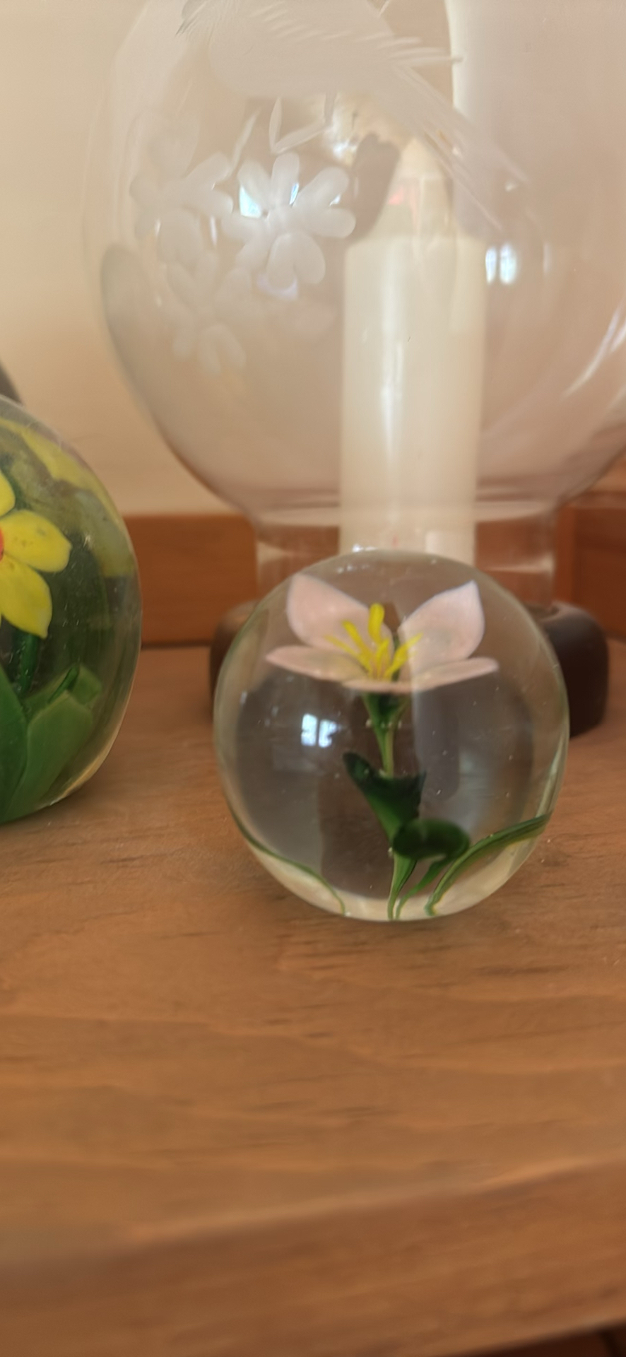 Glass Decorative Lamps, Candle Holders, and Floral Paperweights - image 2 of 5